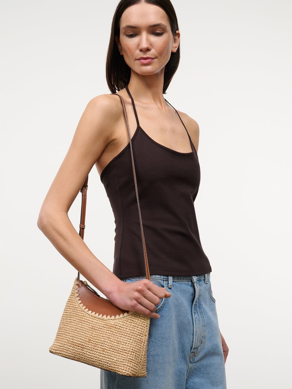 Bolsa Feminina Rowey Raffia Bege Staud