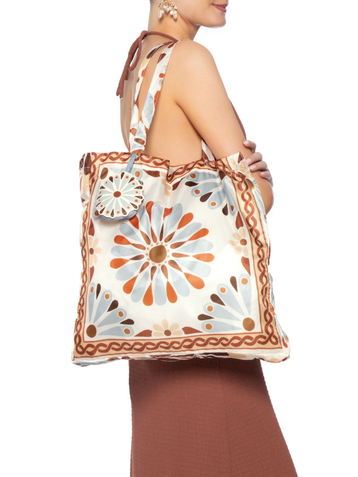 Bolsa Feminina Sacolinha Me Leva Florejo Azul Farm Etc