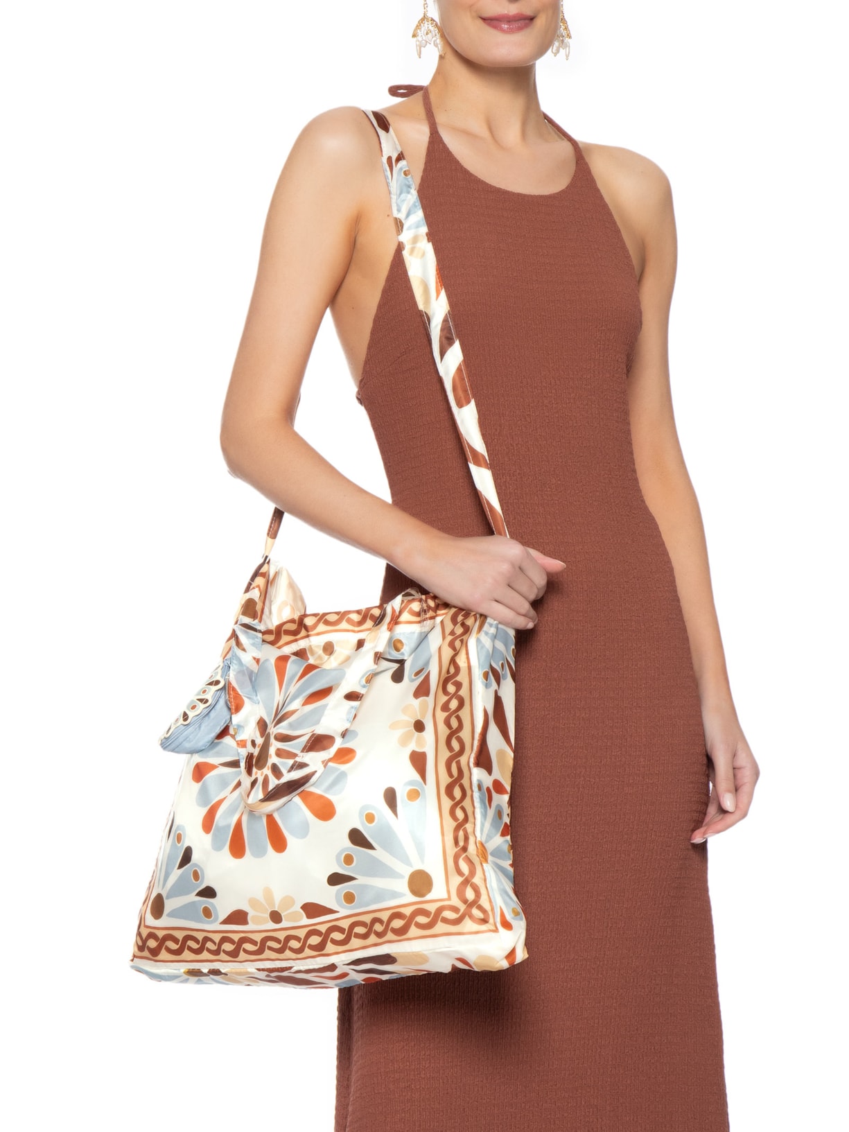Bolsa Feminina Sacolinha Me Leva Florejo Azul Farm Etc
