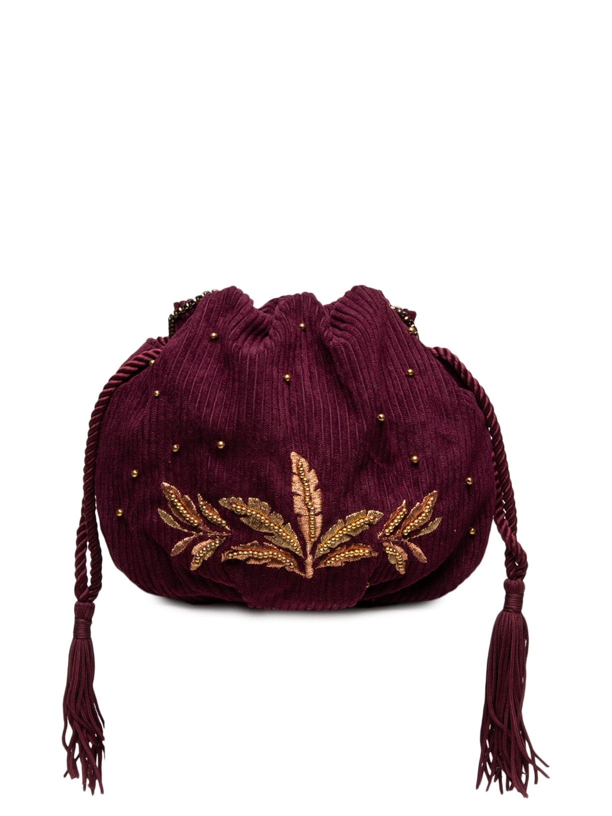 Bolsa Feminina Saqueto Bordado Palma - Vinho