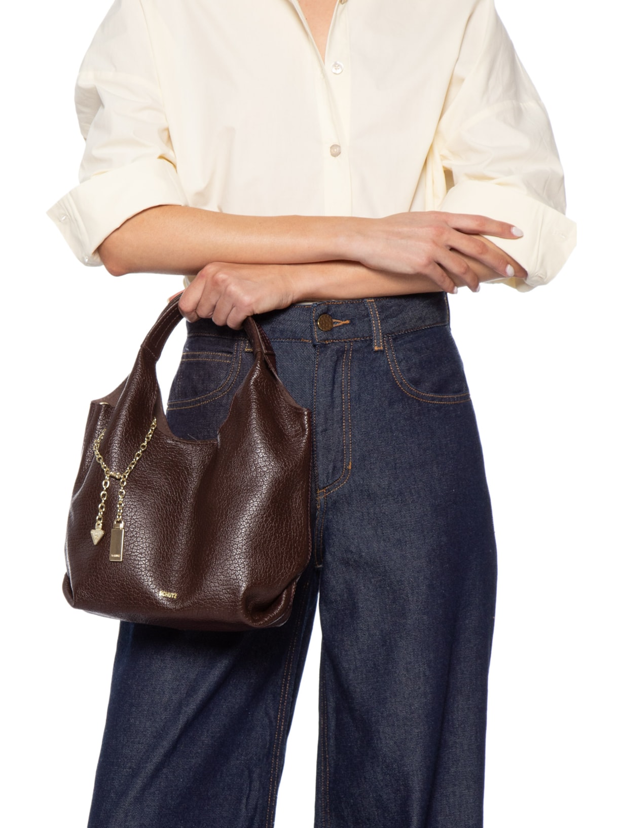 Bolsa Feminina Sardenha Golden Marrom Schutz