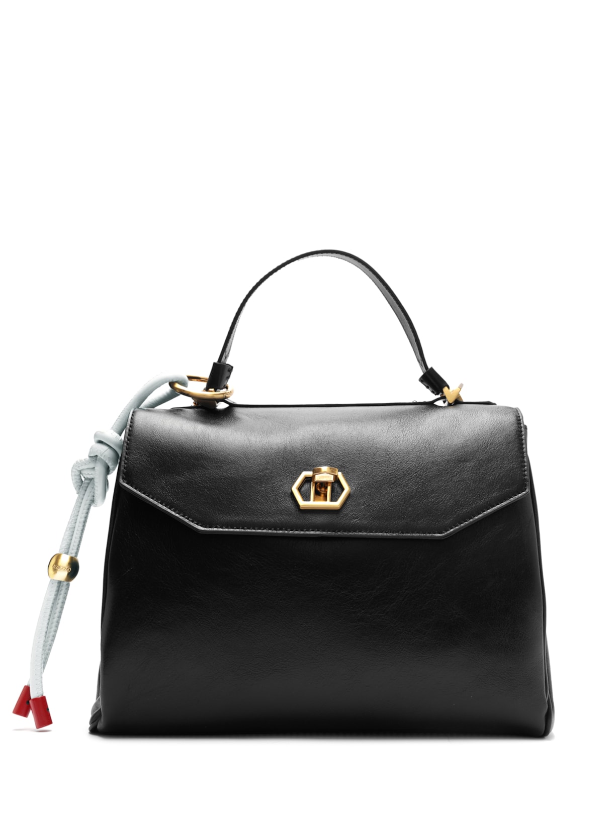 Bolsa Feminina Satchel Couro Média Bag Charm Nó - Preto
