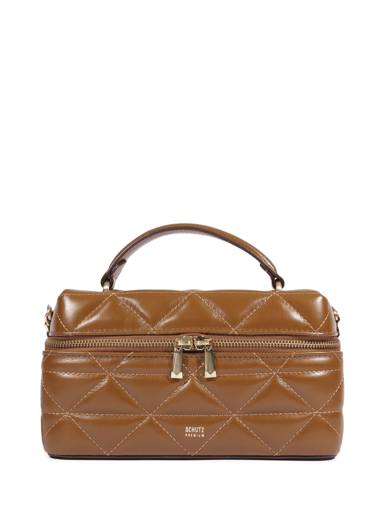 Bolsa Feminina Satchel Vanity Média Couro Marrom Schutz