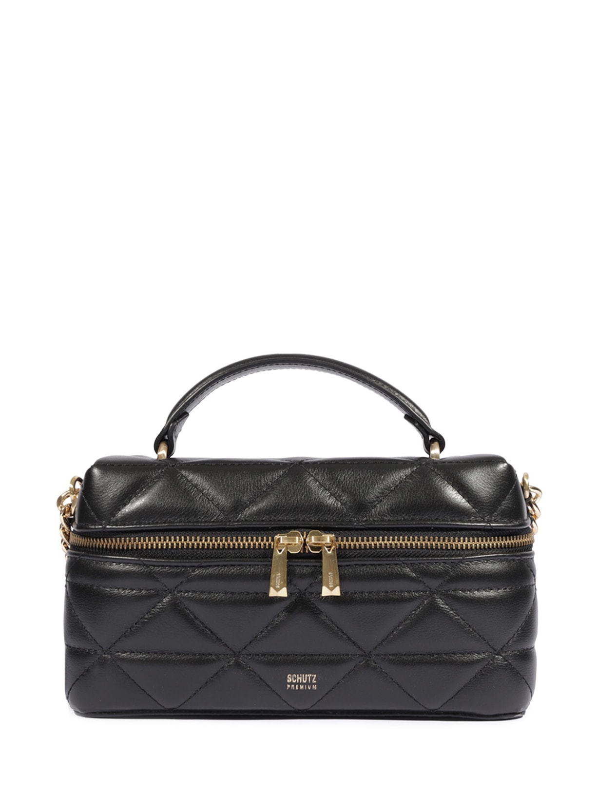 Bolsa Feminina Satchel Vanity Média Couro - Preto