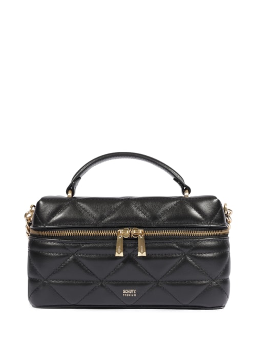 Bolsa Feminina Satchel Vanity Média Couro - Preto