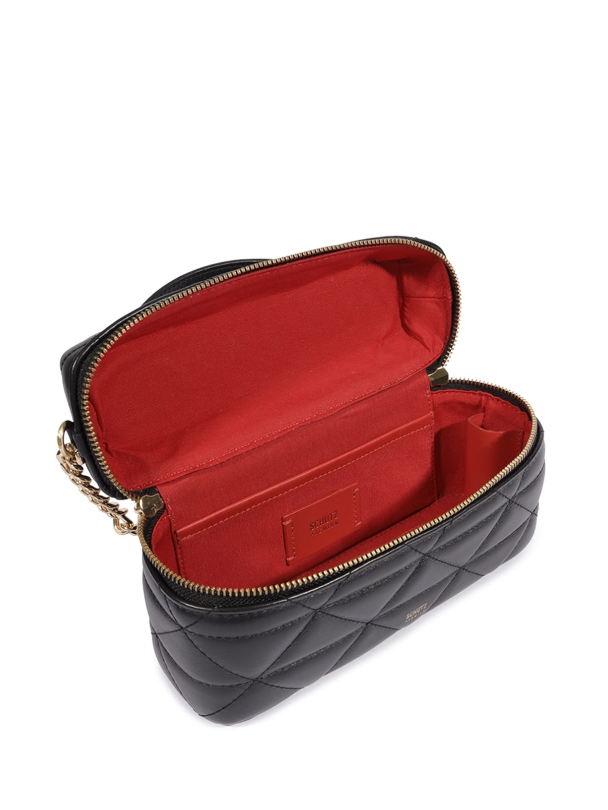 Bolsa Feminina Satchel Vanity Média Couro Preto Schutz