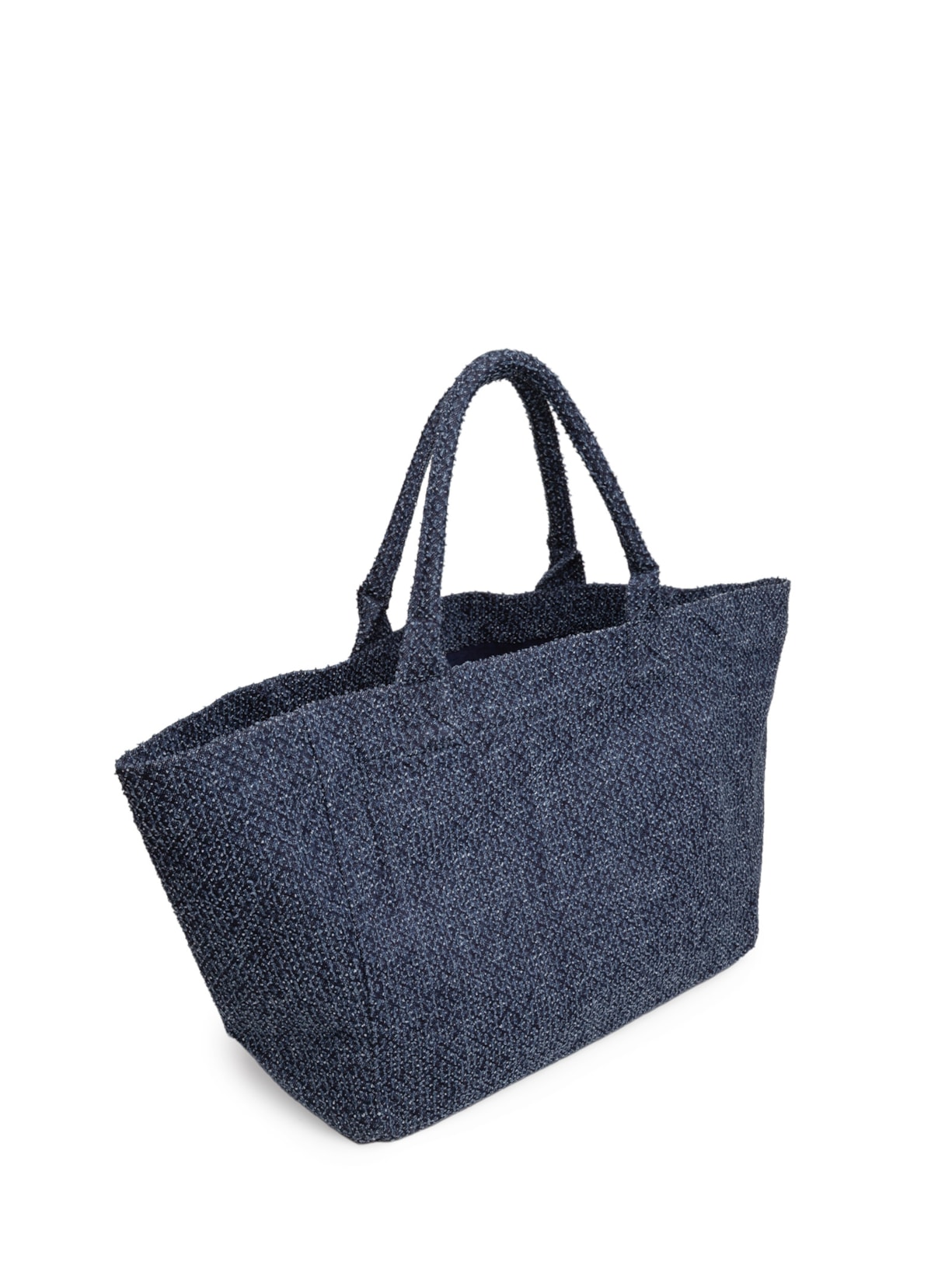 Bolsa Feminina Shopper XXL Bear Tweed Denim Azul Ganni