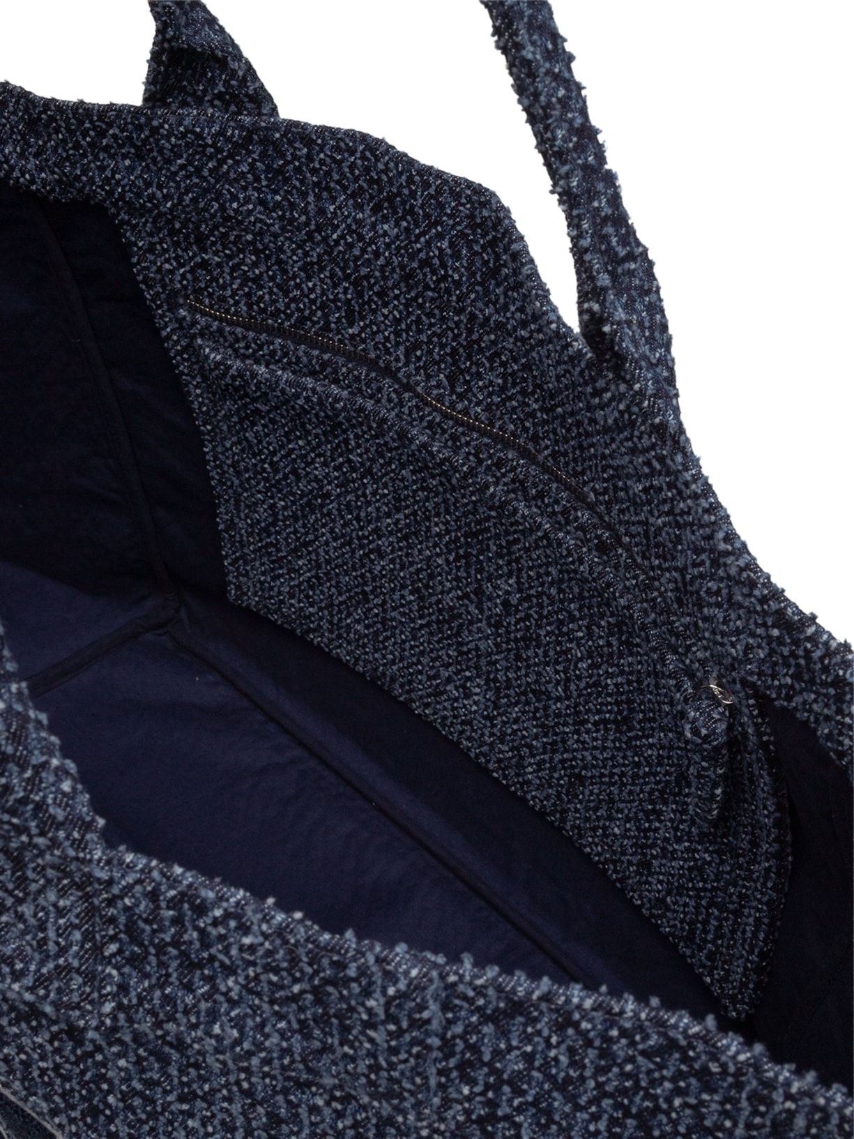 Bolsa Feminina Shopper XXL Bear Tweed Denim Azul Ganni