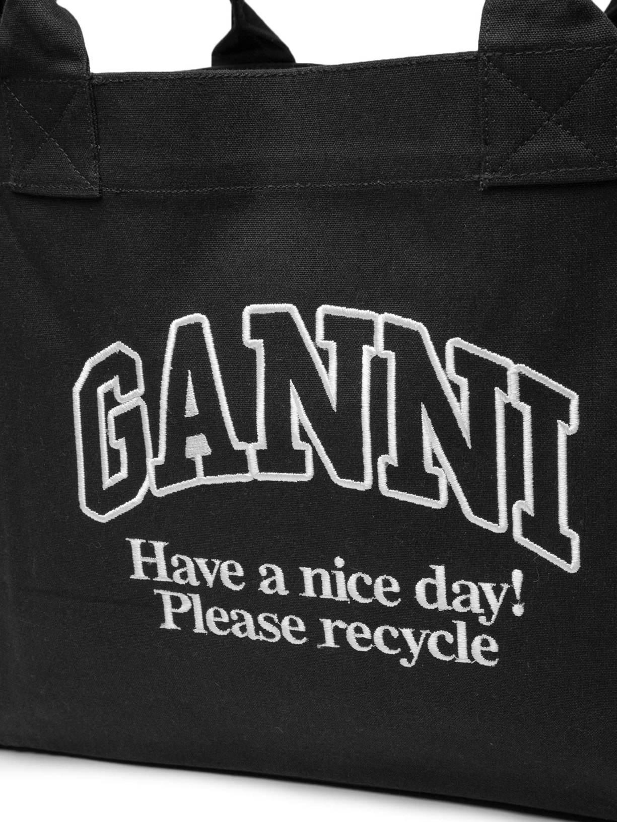 Bolsa Feminina Shopper XXL Contrasted Logo Pocket Preto Ganni