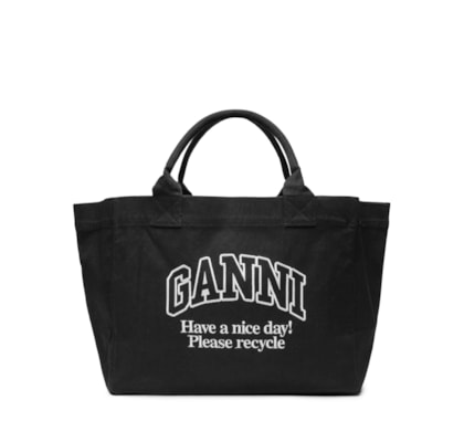 Bolsa Feminina Shopper XXL Contrasted Logo Pocket - Preto