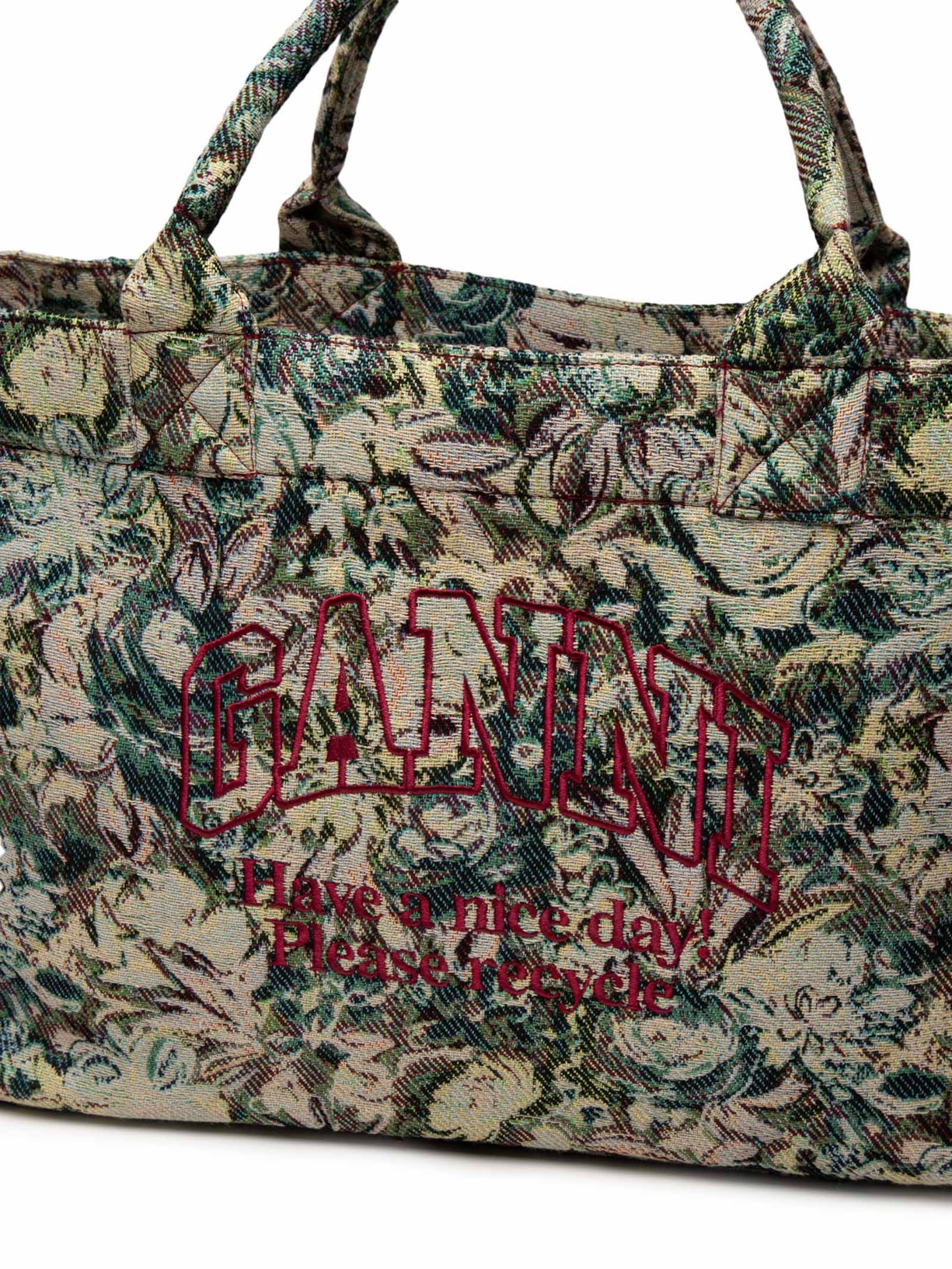 Bolsa Feminina Shopper XXL Print Tapestry Reversible Cinza Ganni