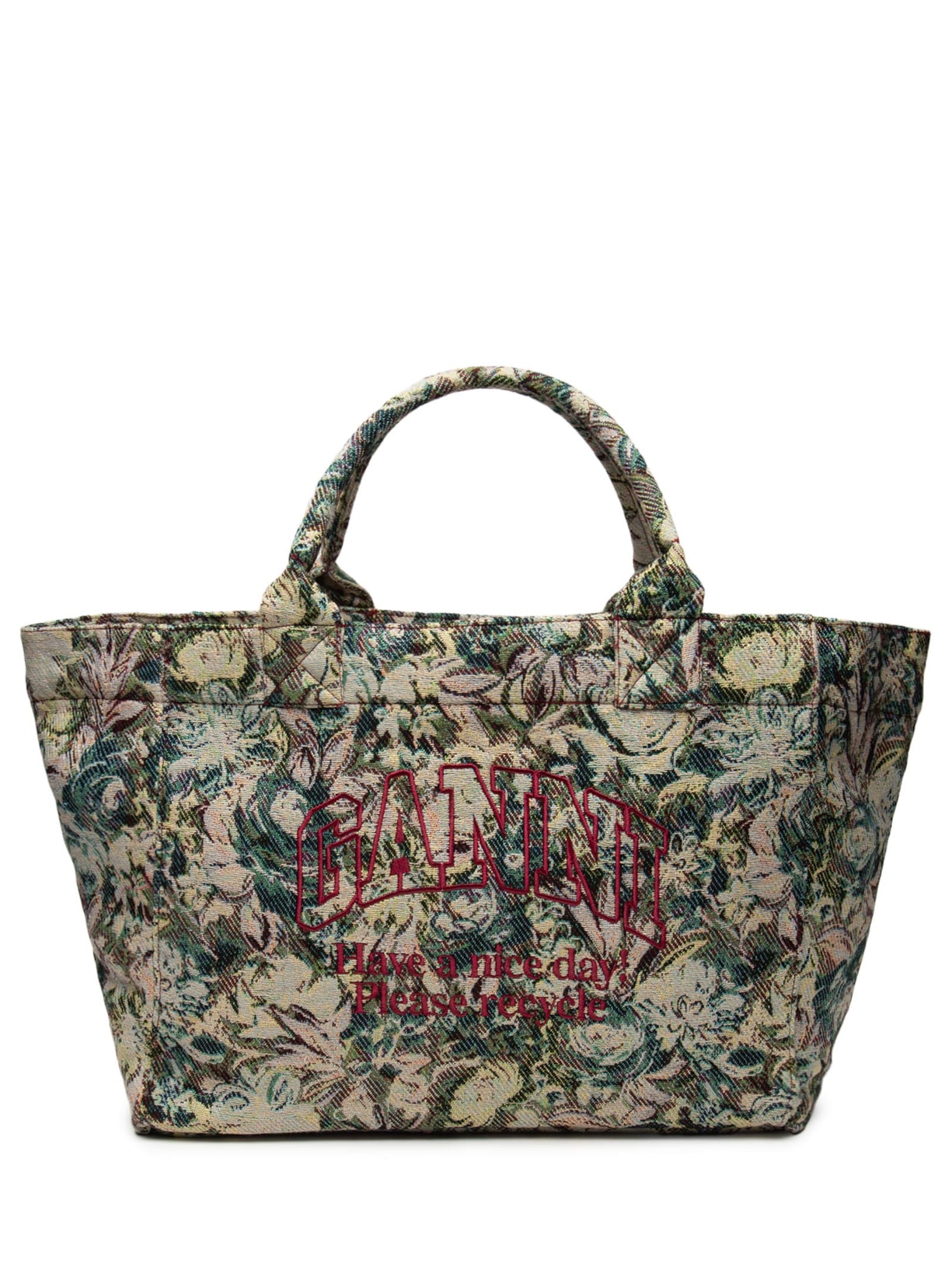 Bolsa Feminina Shopper XXL Print Tapestry Reversible Cinza Ganni