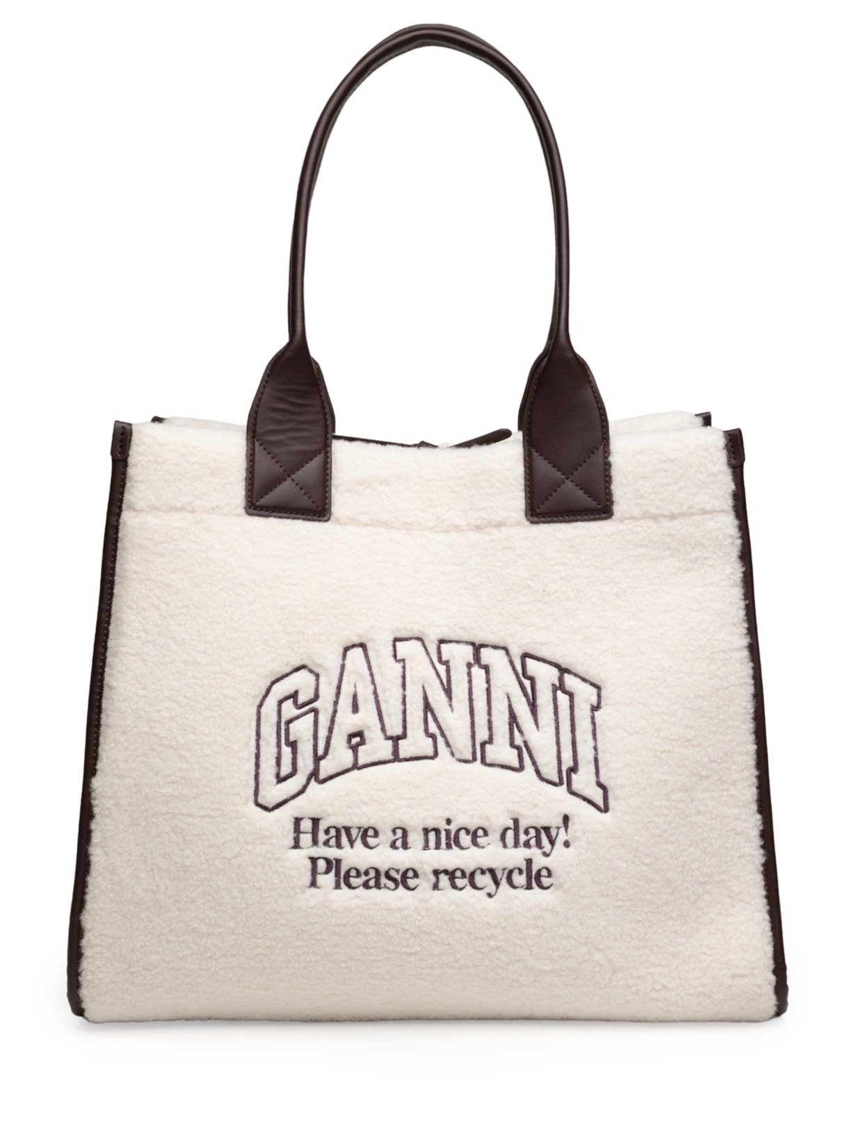 Bolsa Feminina Shopper XXL Shearling – Bege Ganni
