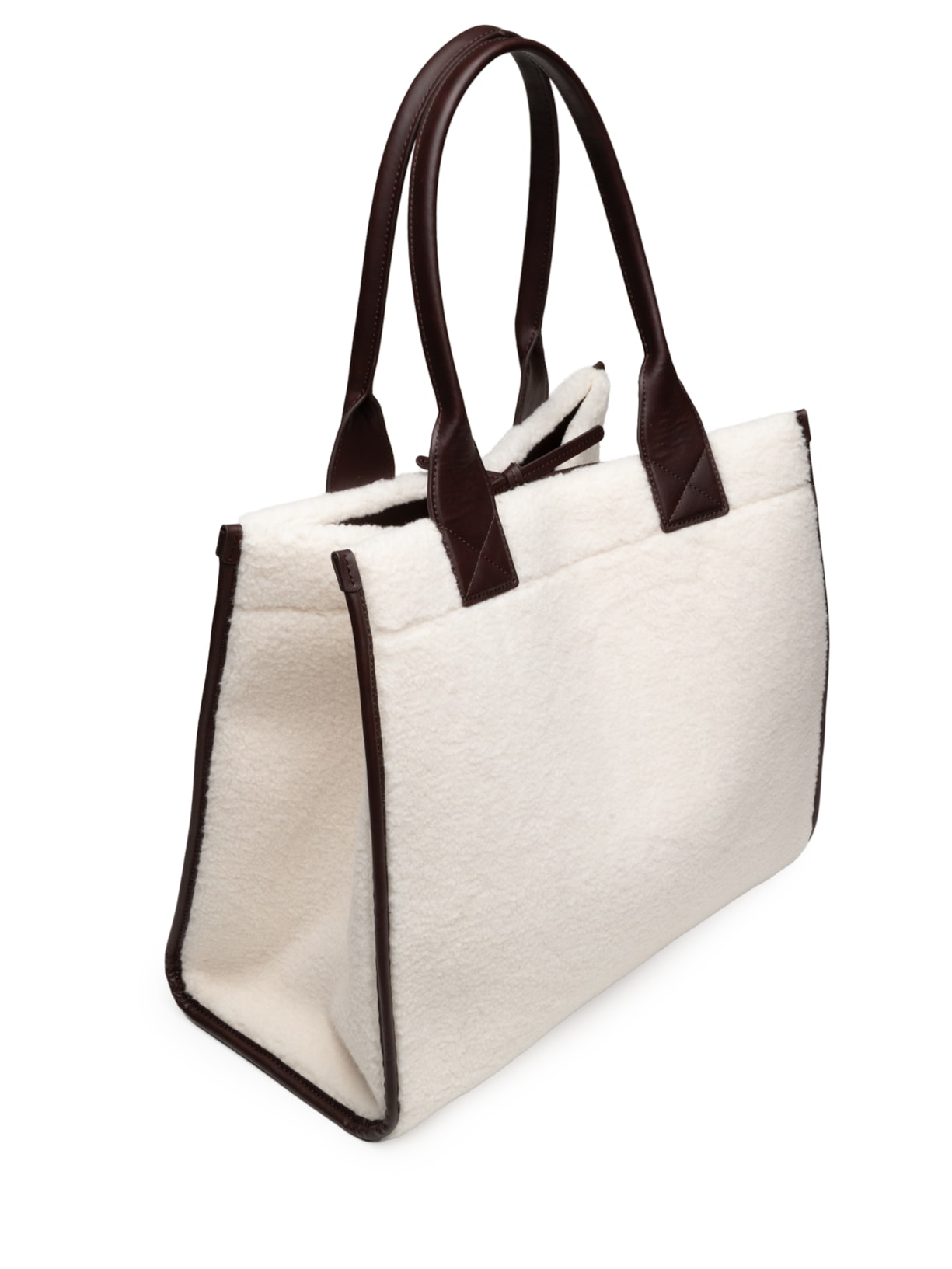 Bolsa Feminina Shopper XXL Shearling – Bege Ganni