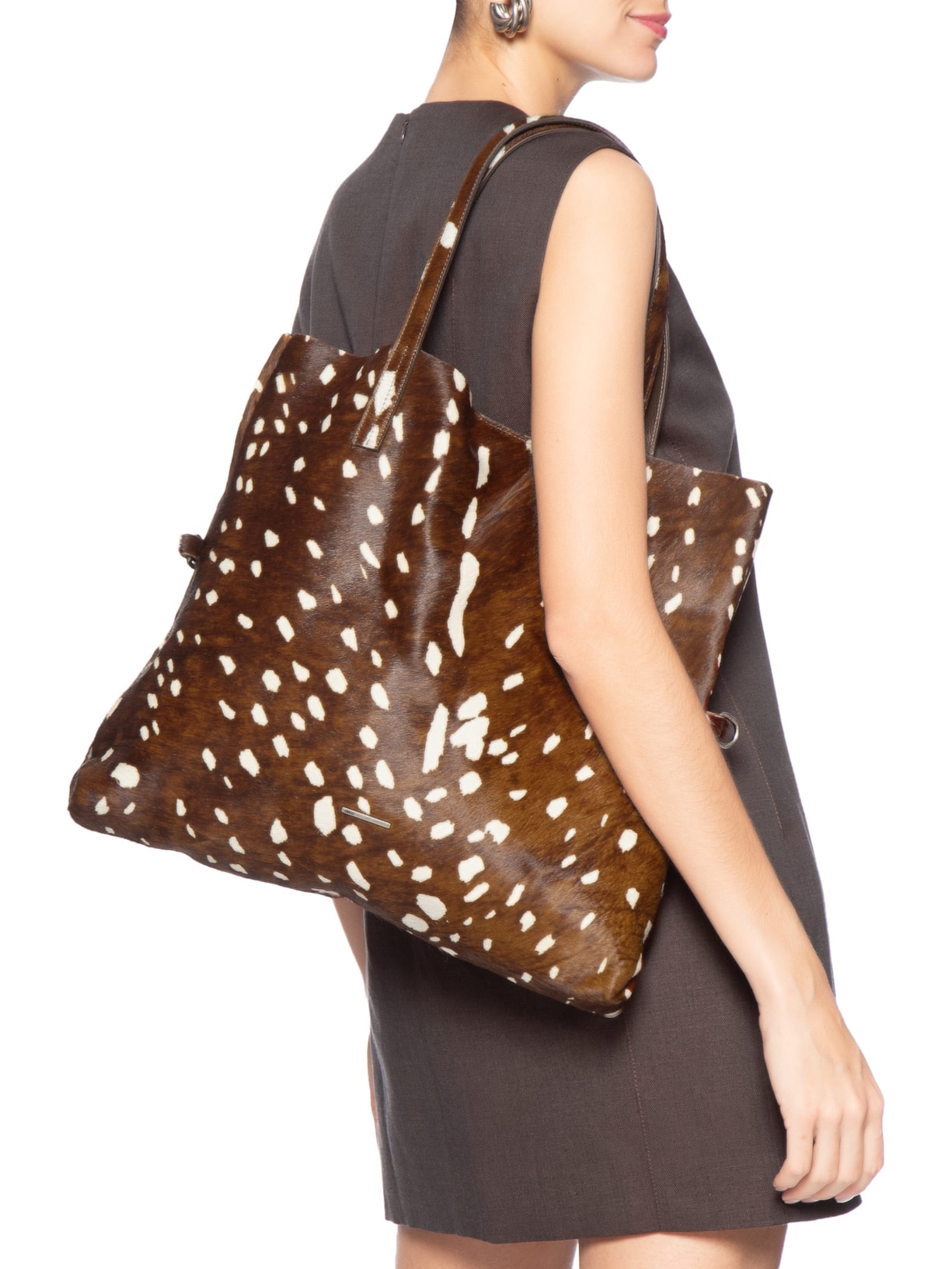 Bolsa Feminina Shopping Bag De Couro Marrom Animale