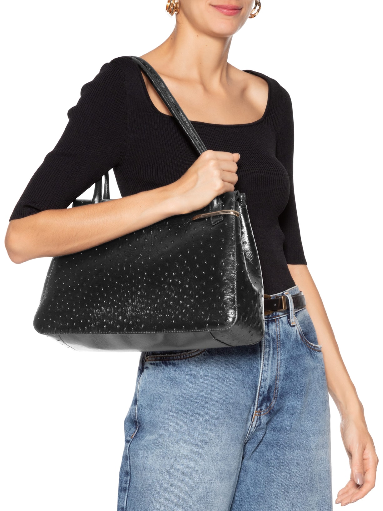 Bolsa Feminina Shopping Couro Grande Preto Arezzo
