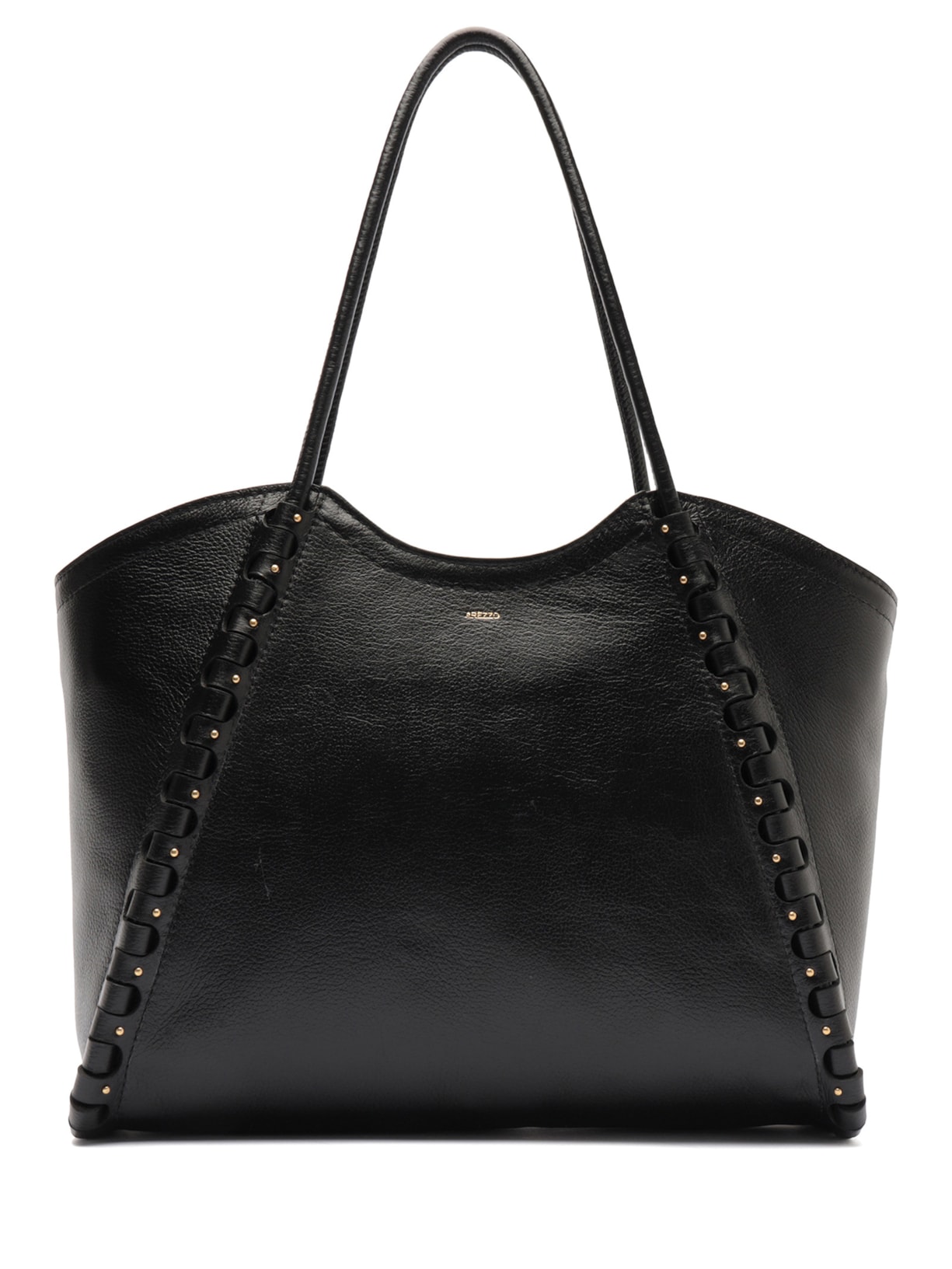 Bolsa Feminina Shopping Couro Grande Tramado Rolotê Preto Arezzo