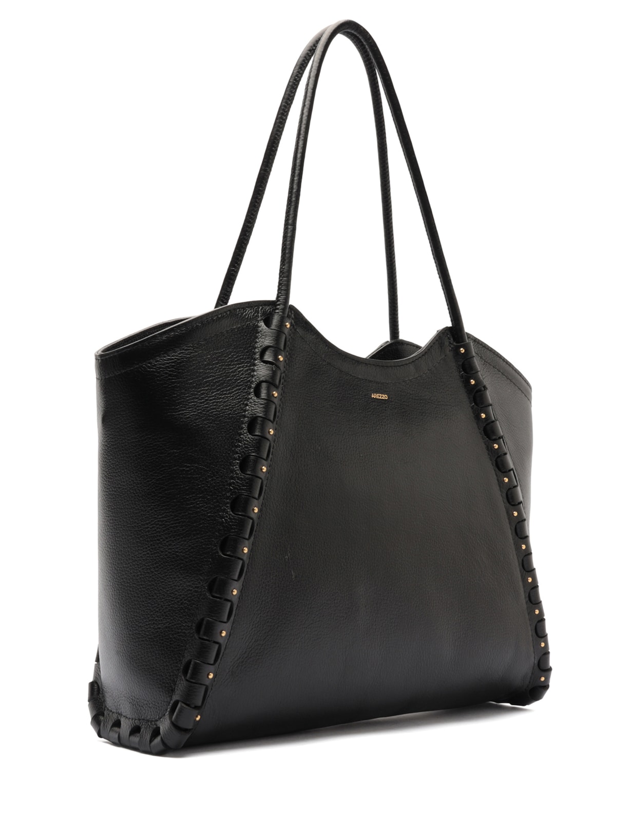 Bolsa Feminina Shopping Couro Grande Tramado Rolotê Preto Arezzo