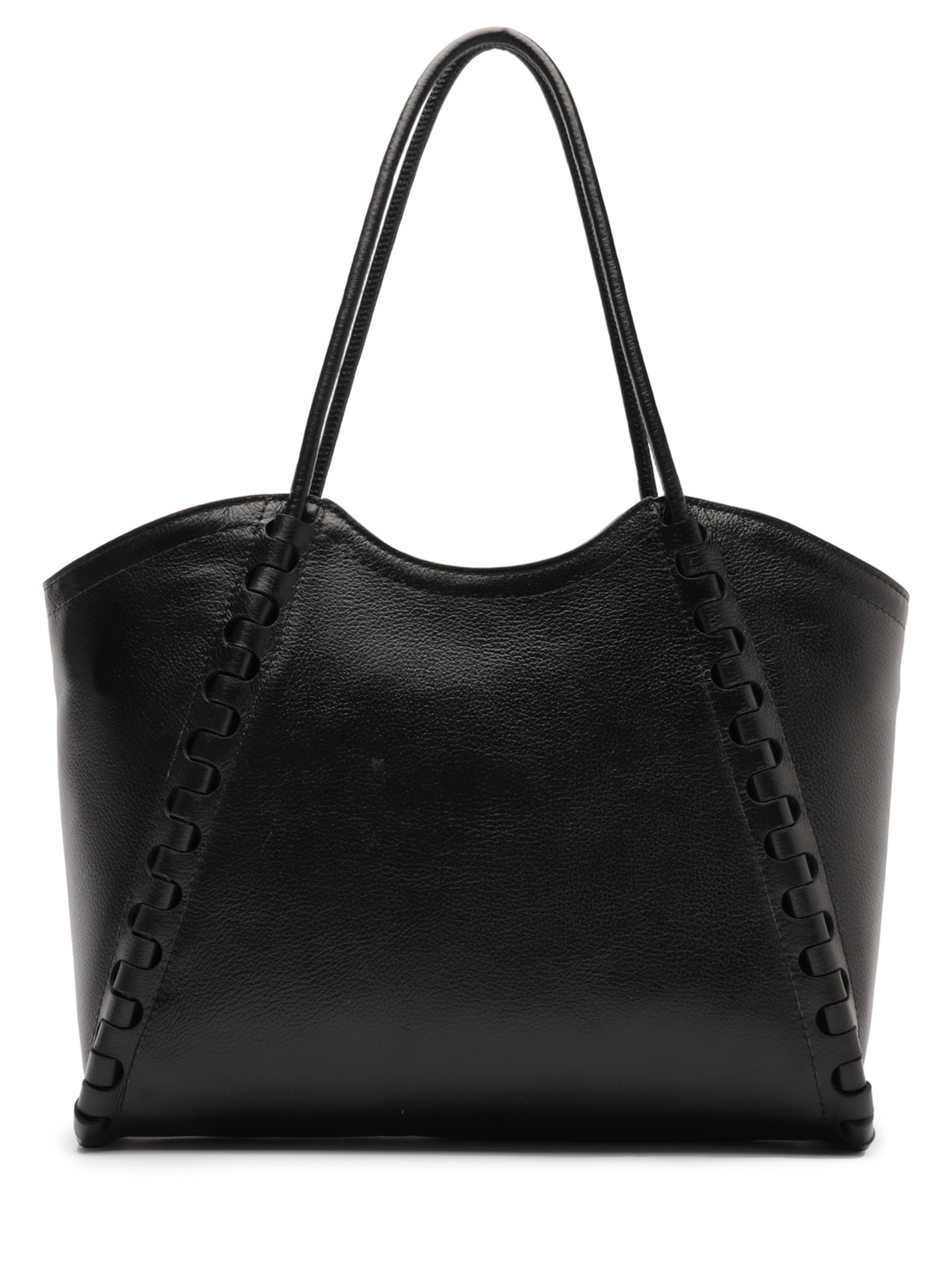 Bolsa Feminina Shopping Couro Grande Tramado Rolotê Preto Arezzo