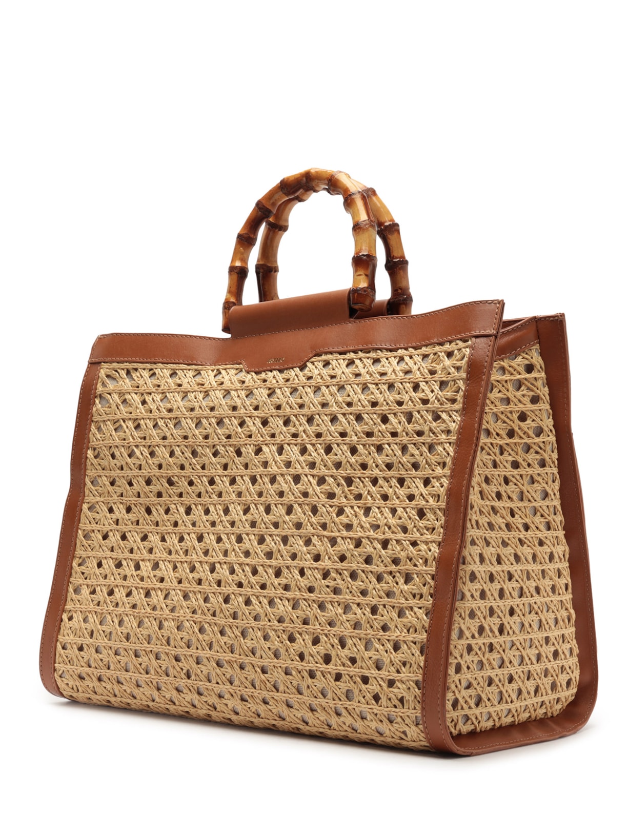 Bolsa Feminina Shopping Couro Palha Isla Grande Bege Arezzo + Isla