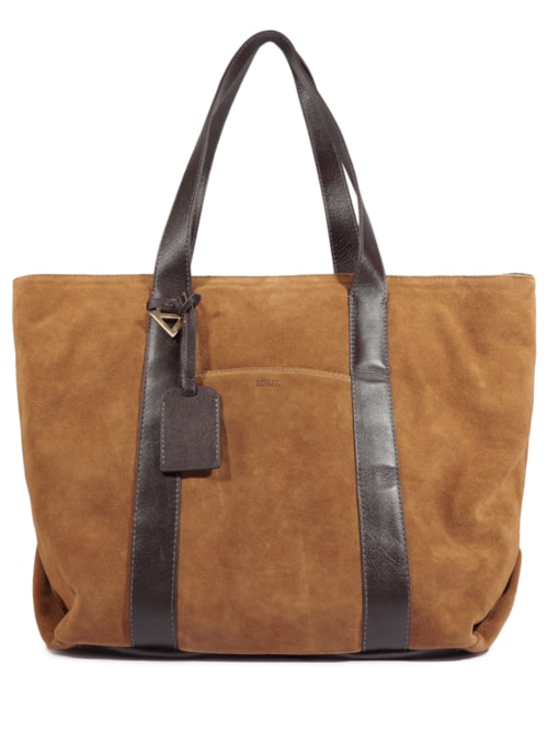 Bolsa Feminina Shopping Drew Suede Grande Couro - Marrom
