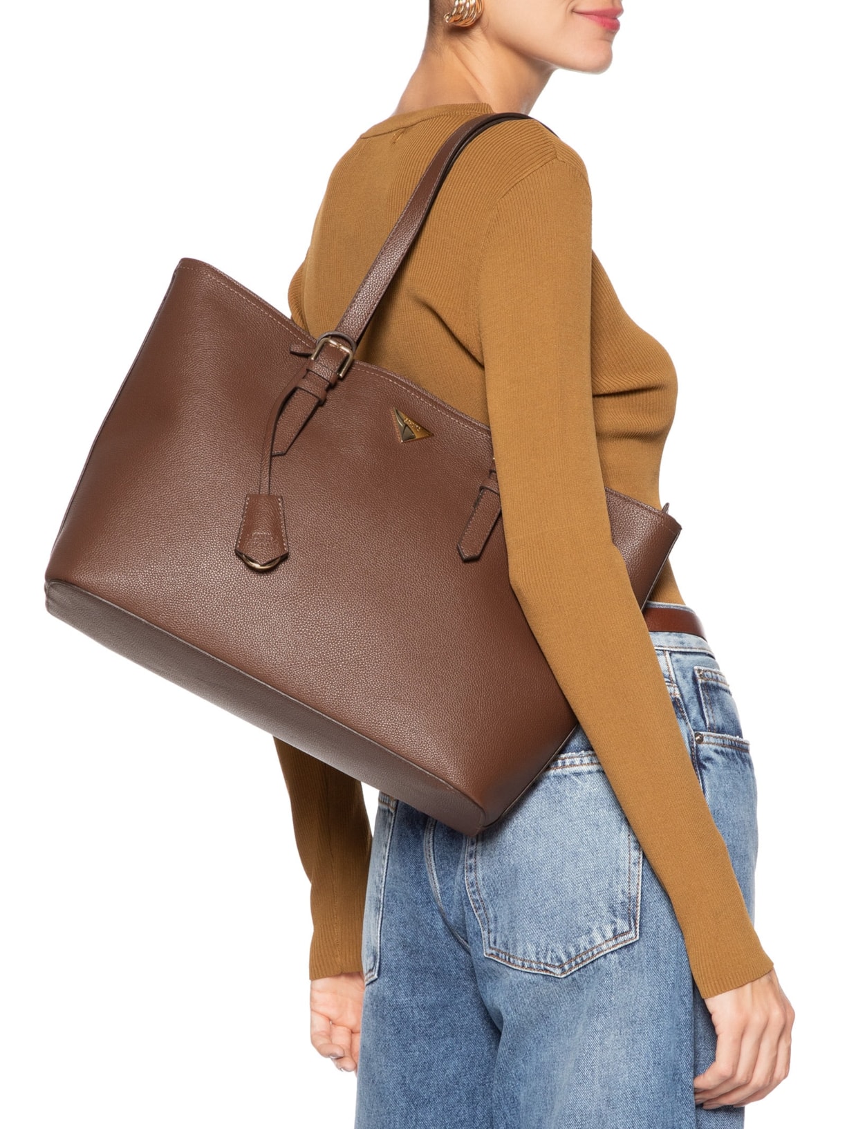 Bolsa Feminina Shopping Grande Couro Marrom Schutz