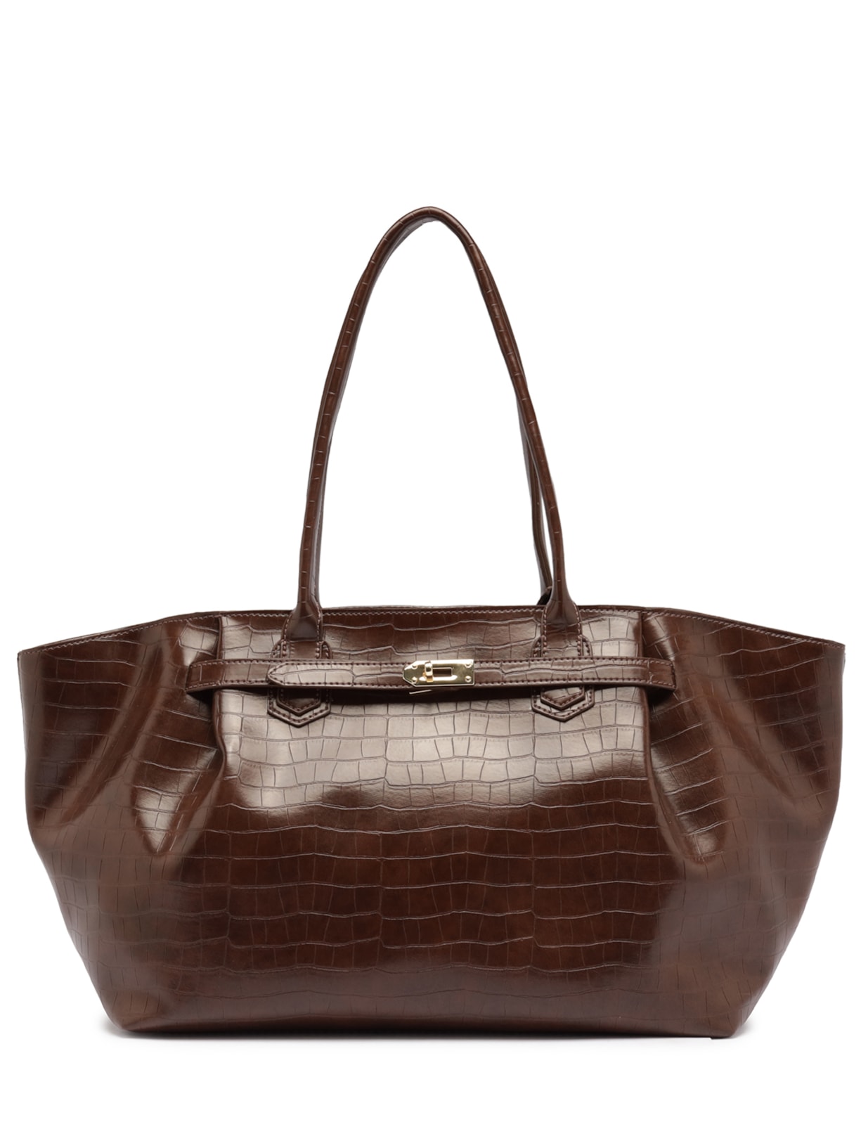 Bolsa Feminina Shopping Grande Croco Marrom Arezzo