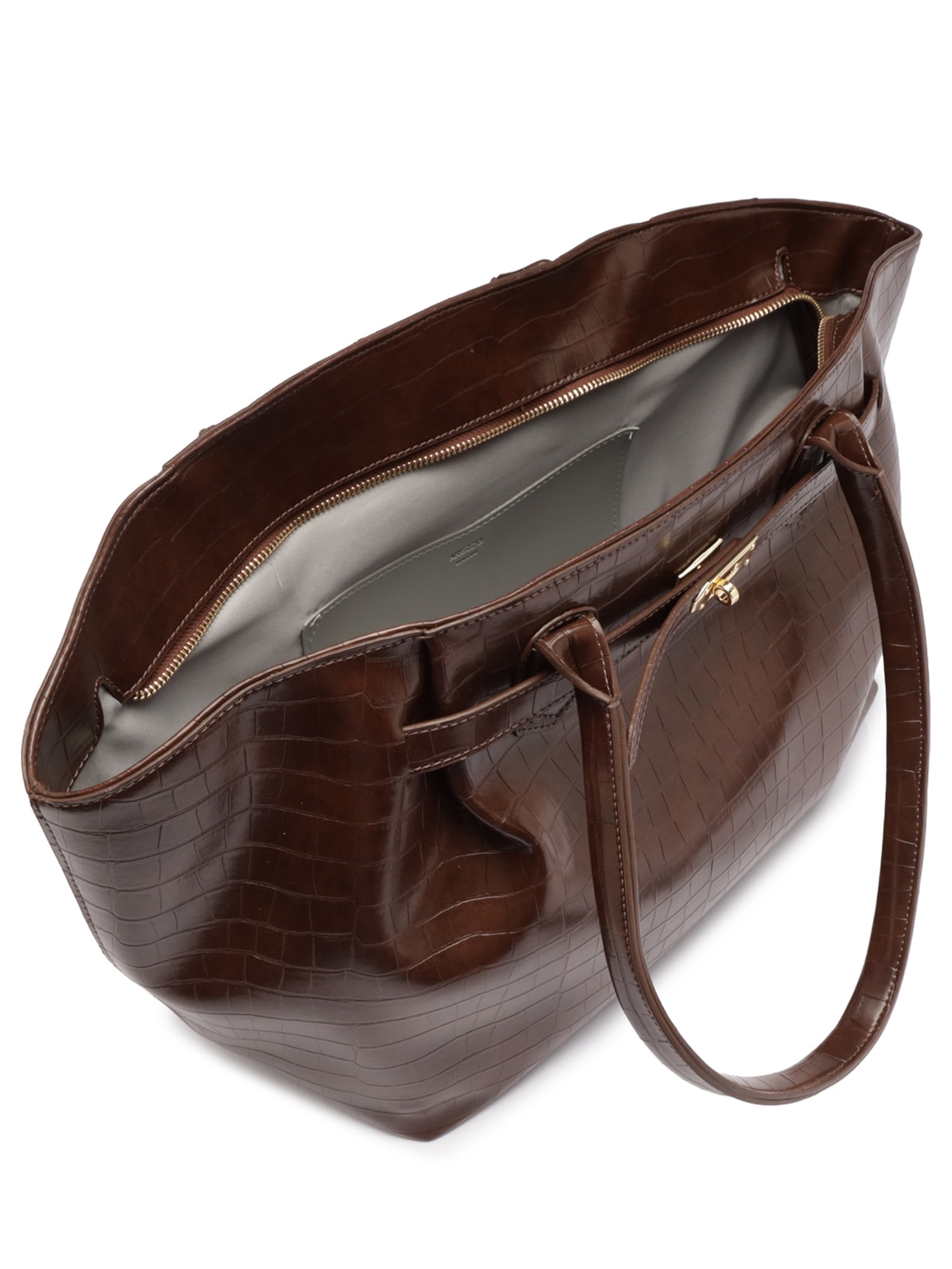 Bolsa Feminina Shopping Grande Croco Marrom Arezzo