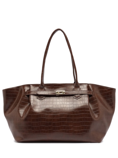 Bolsa Feminina Shopping Grande Croco - Marrom