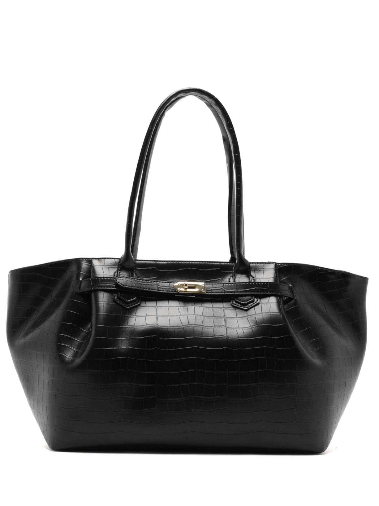 Bolsa Feminina Shopping Grande Croco - Preto