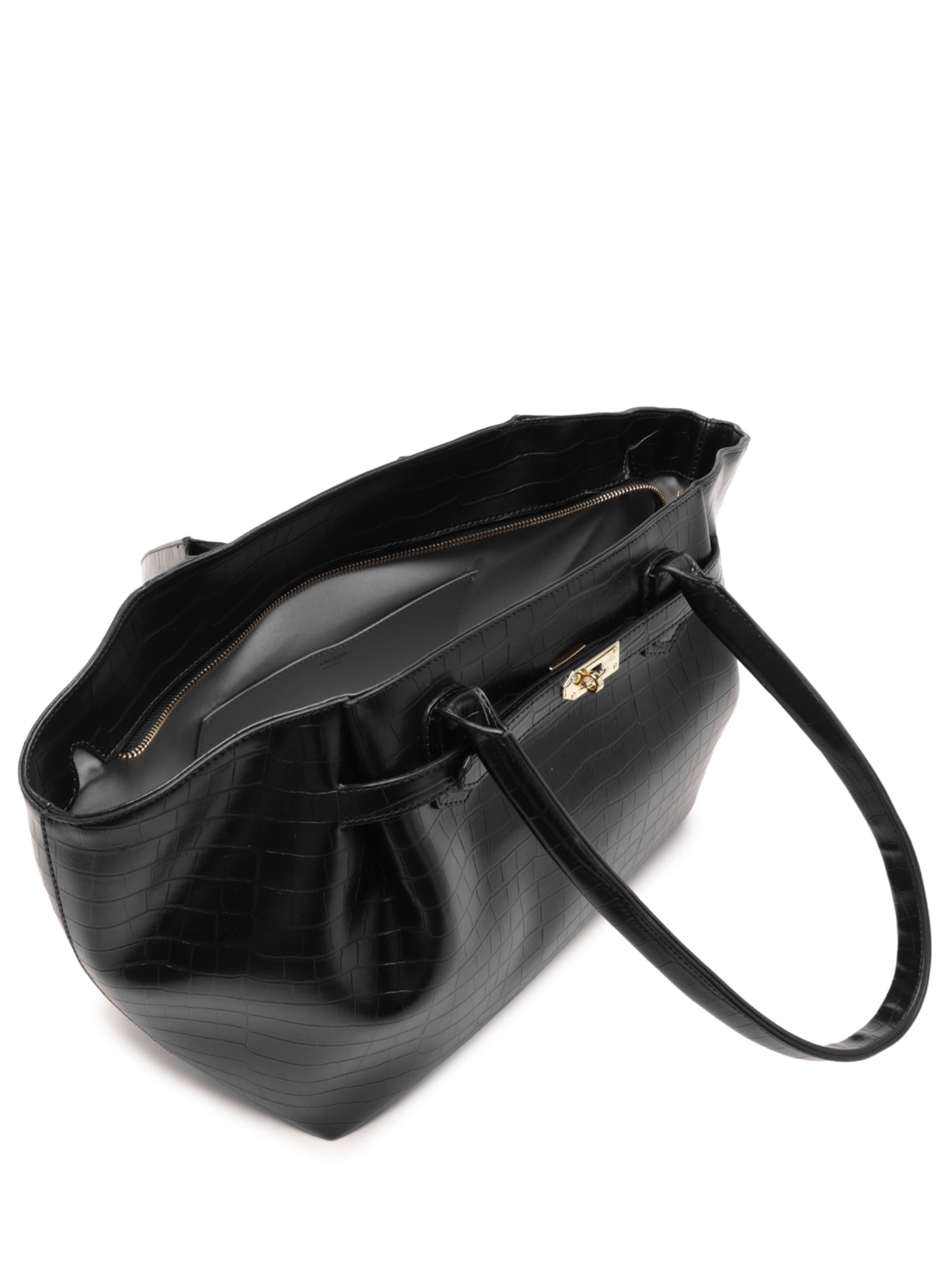 Bolsa Feminina Shopping Grande Croco Preto Arezzo