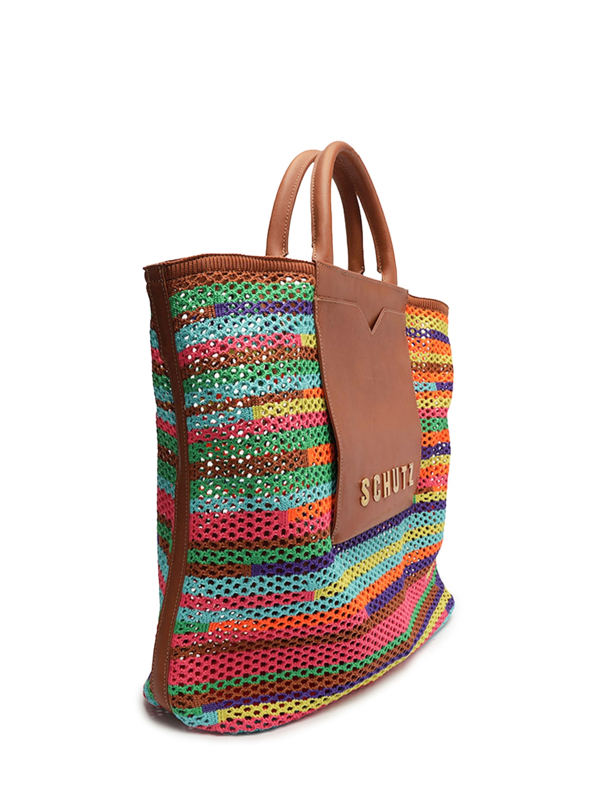Bolsa Feminina Shopping Grande Polly Tricot Marrom Schutz