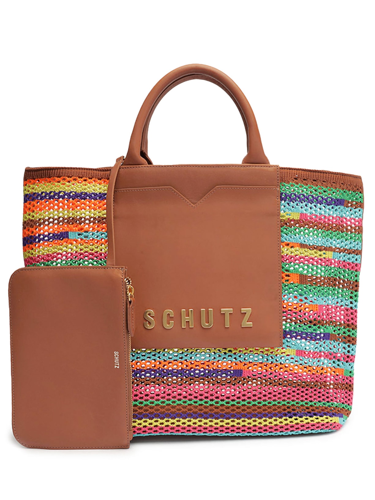 Bolsa Feminina Shopping Grande Polly Tricot Marrom Schutz