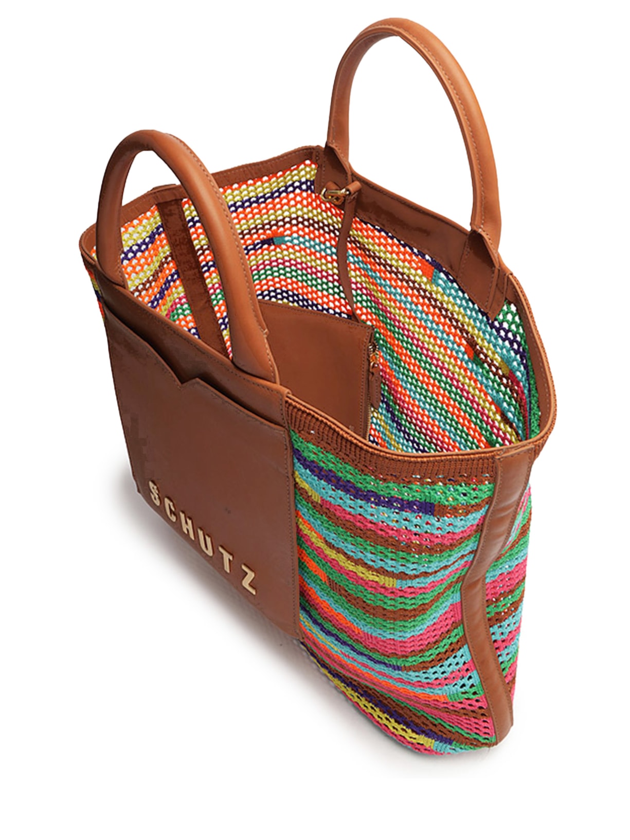 Bolsa Feminina Shopping Grande Polly Tricot Marrom Schutz