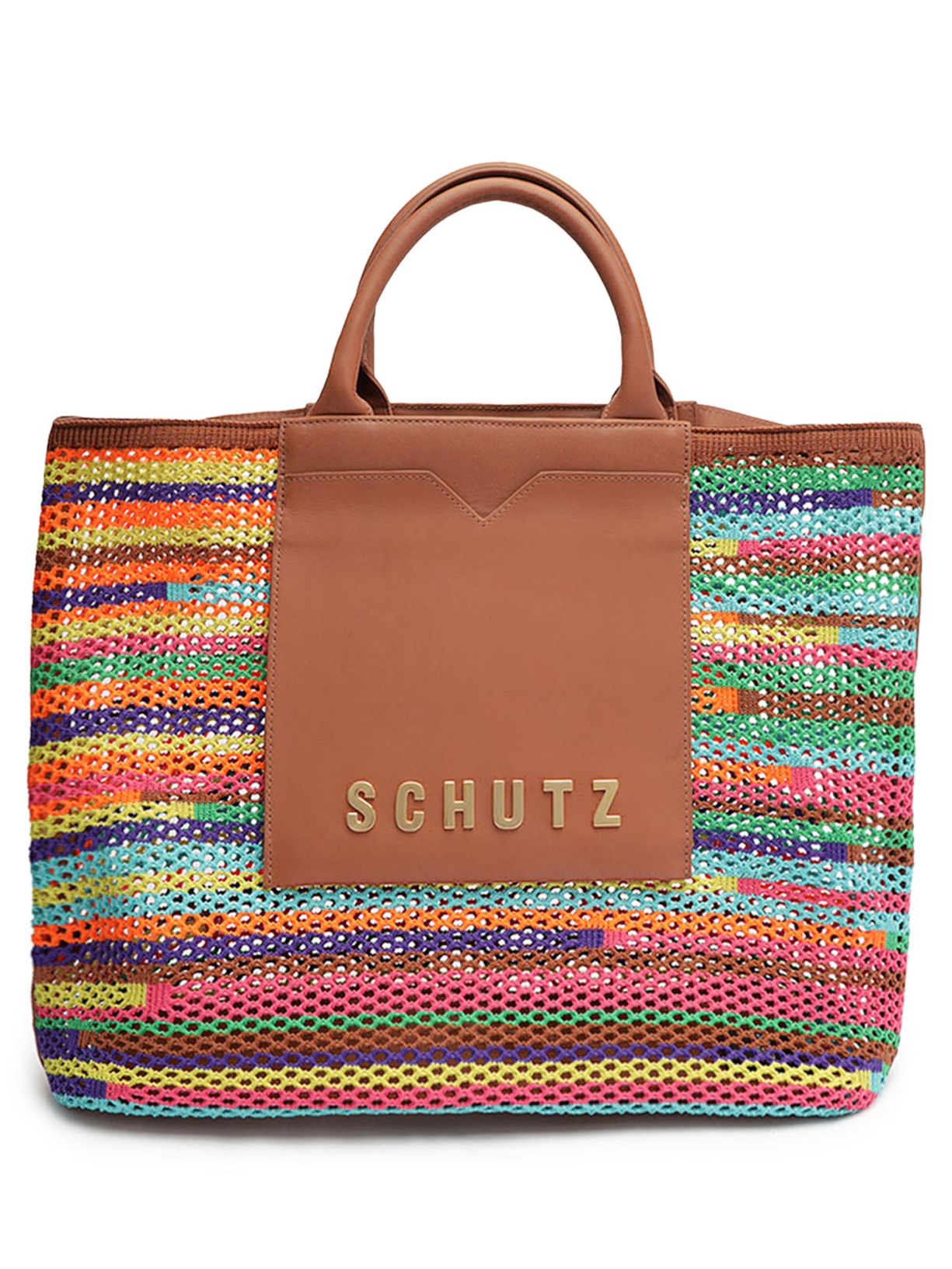Bolsa Feminina Shopping Grande Polly Tricot Marrom Schutz