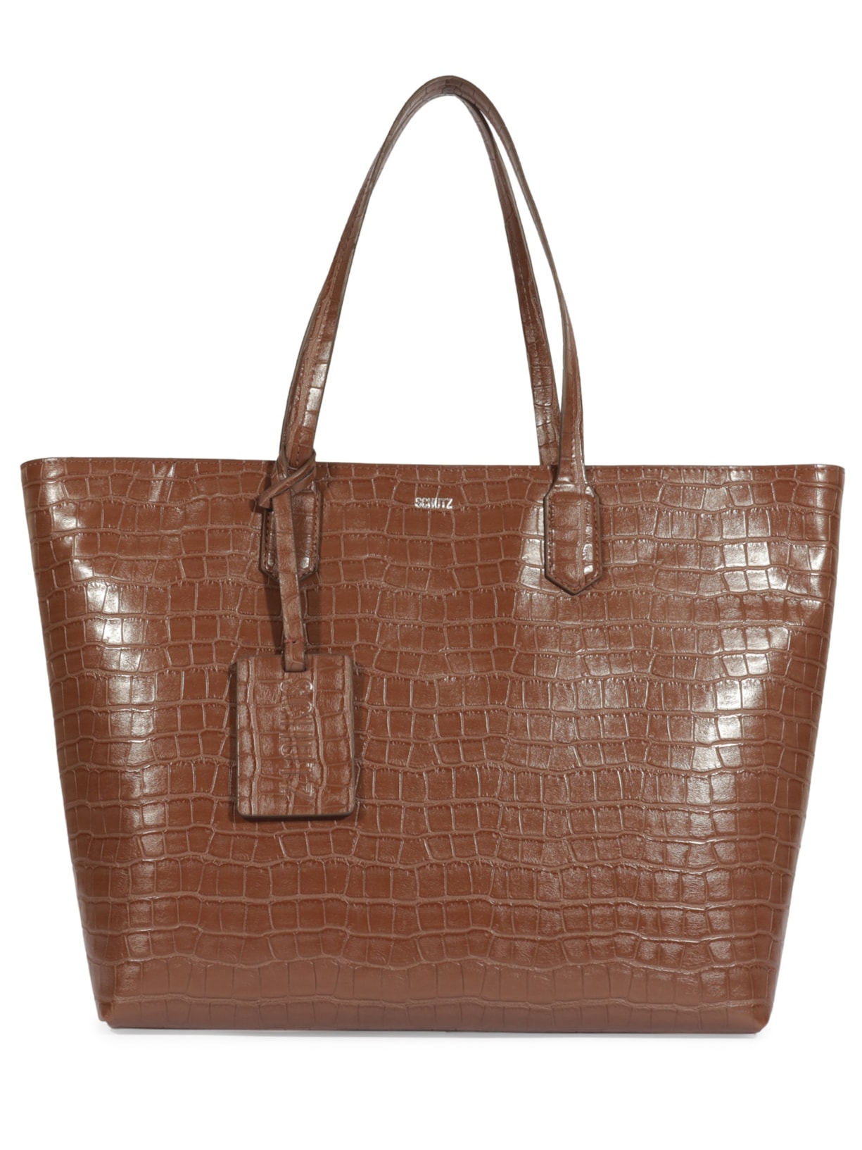 Bolsa Feminina Shopping Grande Yumi Couro Croco - Marrom