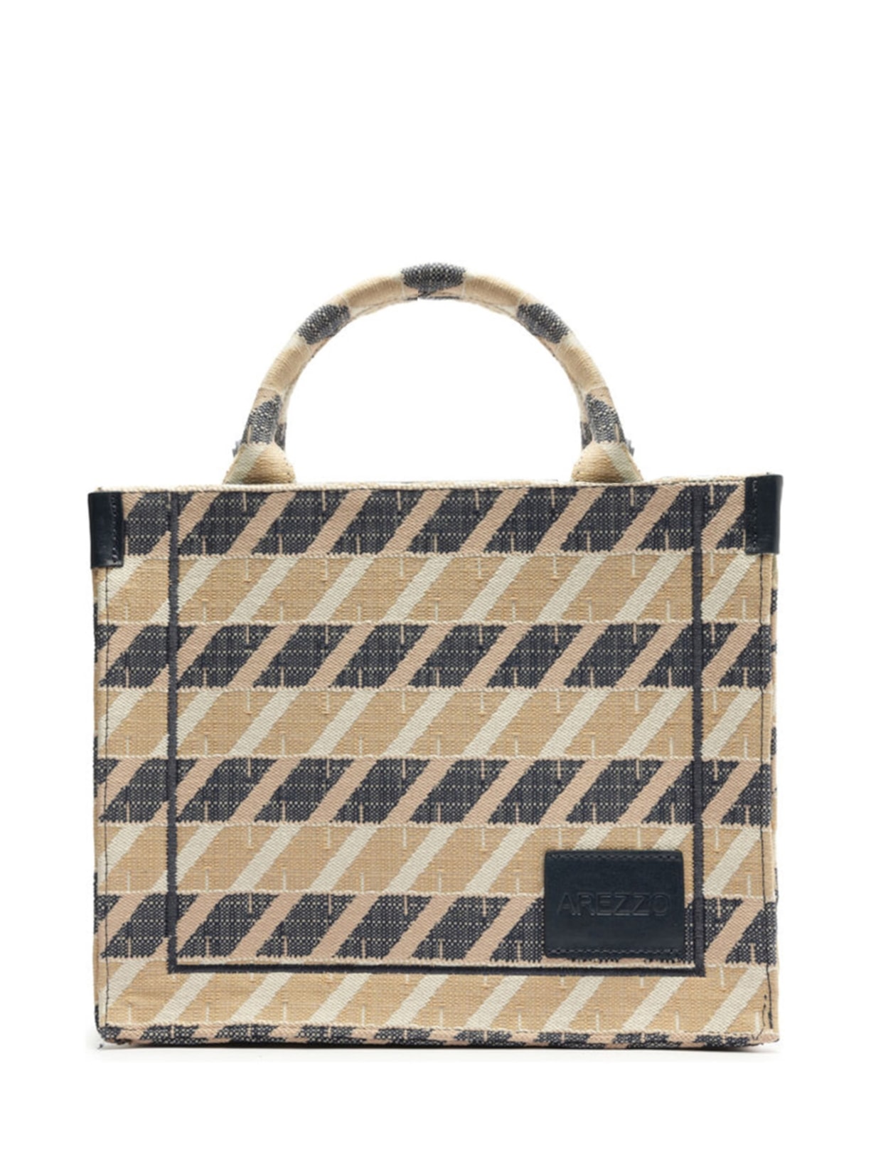 Bolsa Feminina Shopping Jacquard Média Bicolor - Bege