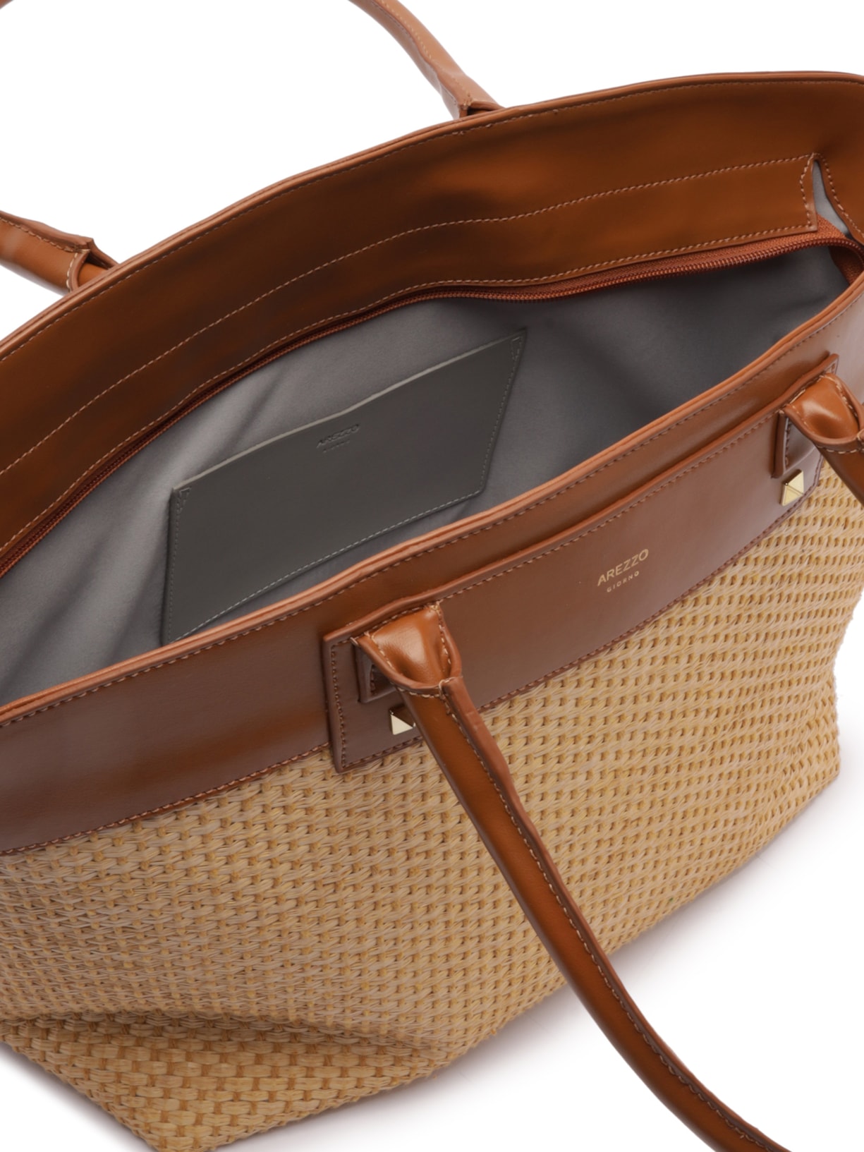 Bolsa Feminina Shopping Palha Grande Bege Arezzo