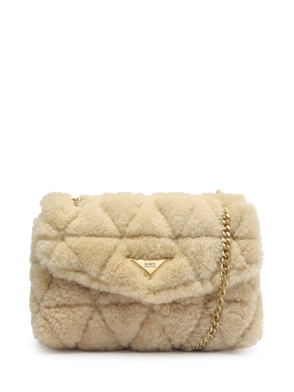 Bolsa Feminina Shouder Couro E Pelo - Off White