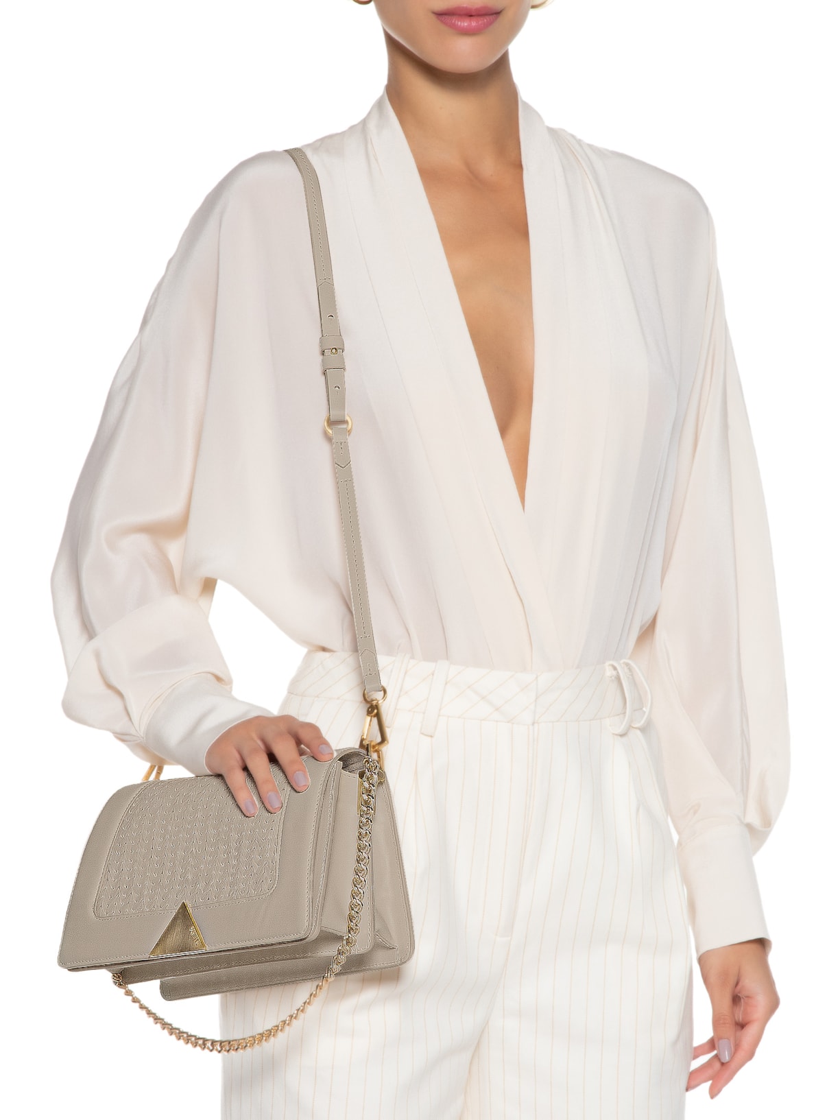 Bolsa Feminina Shoulder Audrina Couro Off White Schutz