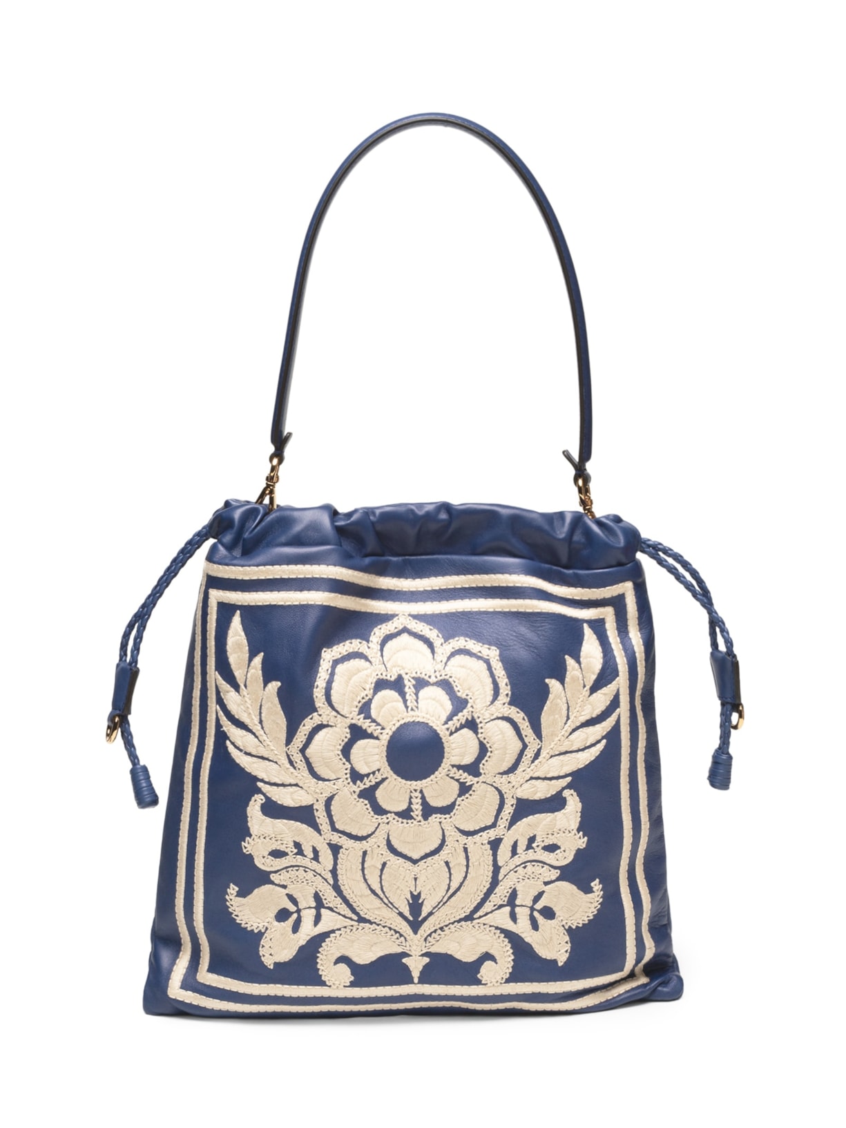 Bolsa Feminina Shoulder Bag Kalispera Embroidery Leather - Azul