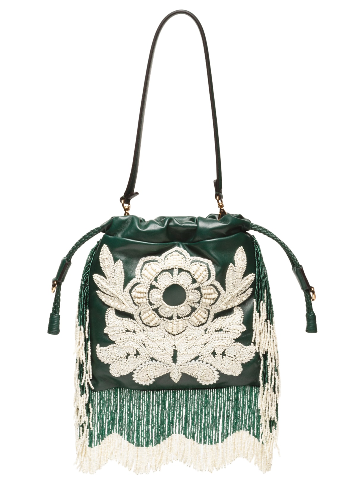 Bolsa Feminina Shoulder Bag Kalispera Fringe Embroidery - Verde