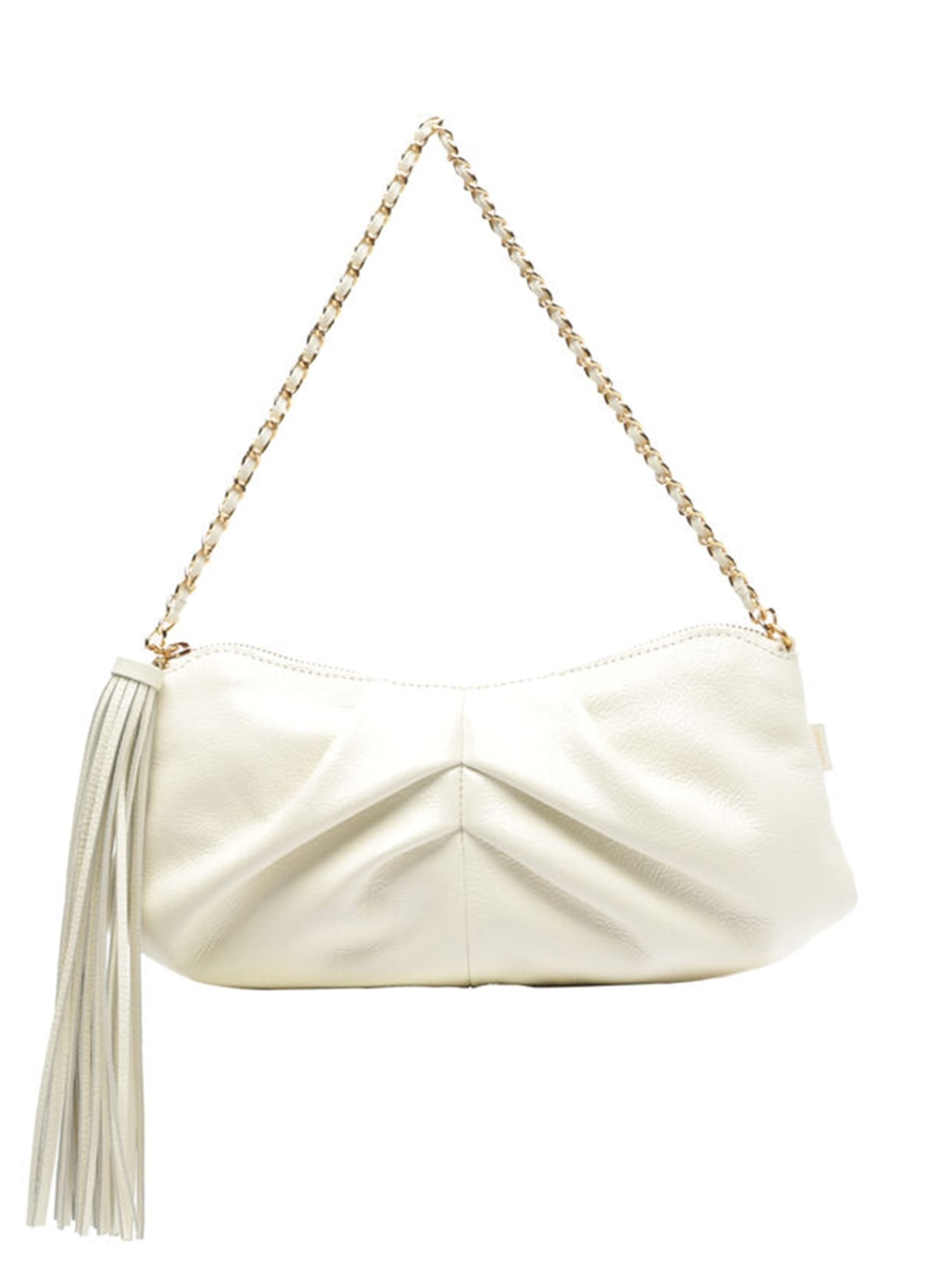 Bolsa Feminina Shoulder Couro Média Franzida Branco Arezzo