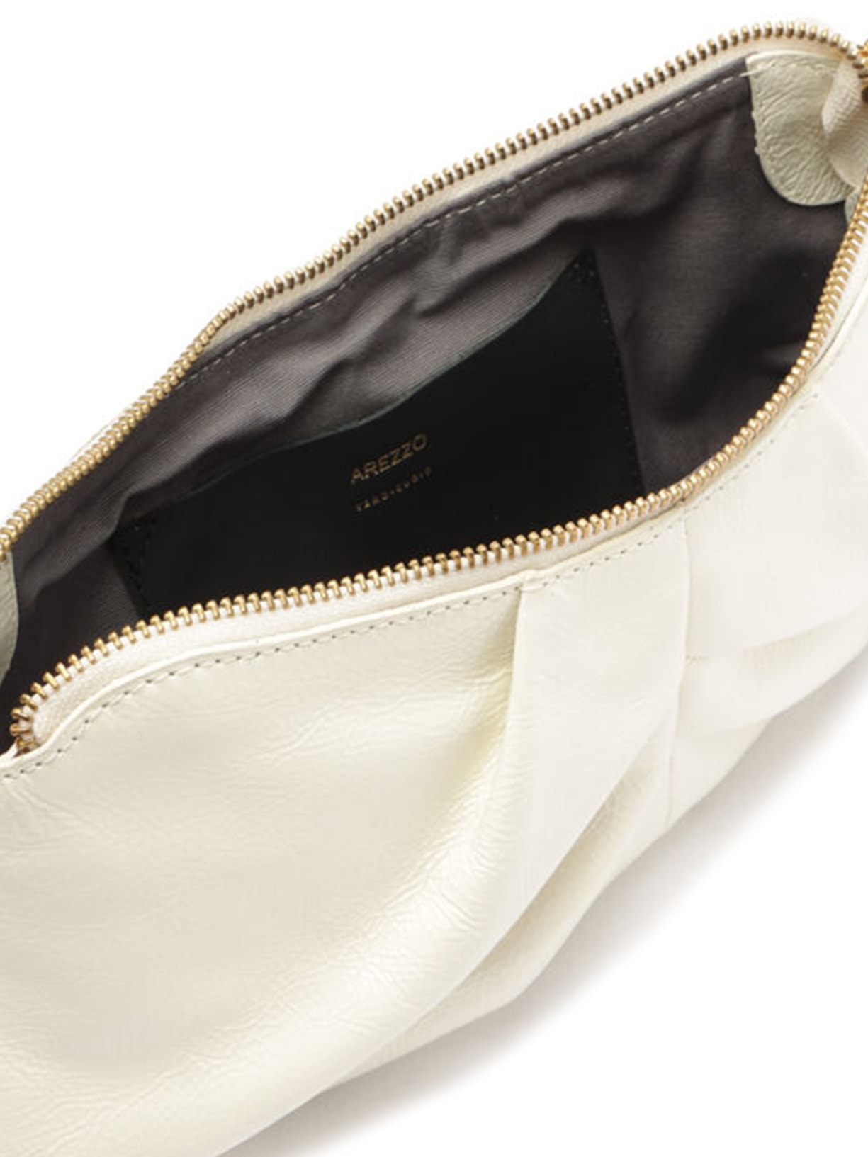 Bolsa Feminina Shoulder Couro Média Franzida Branco Arezzo