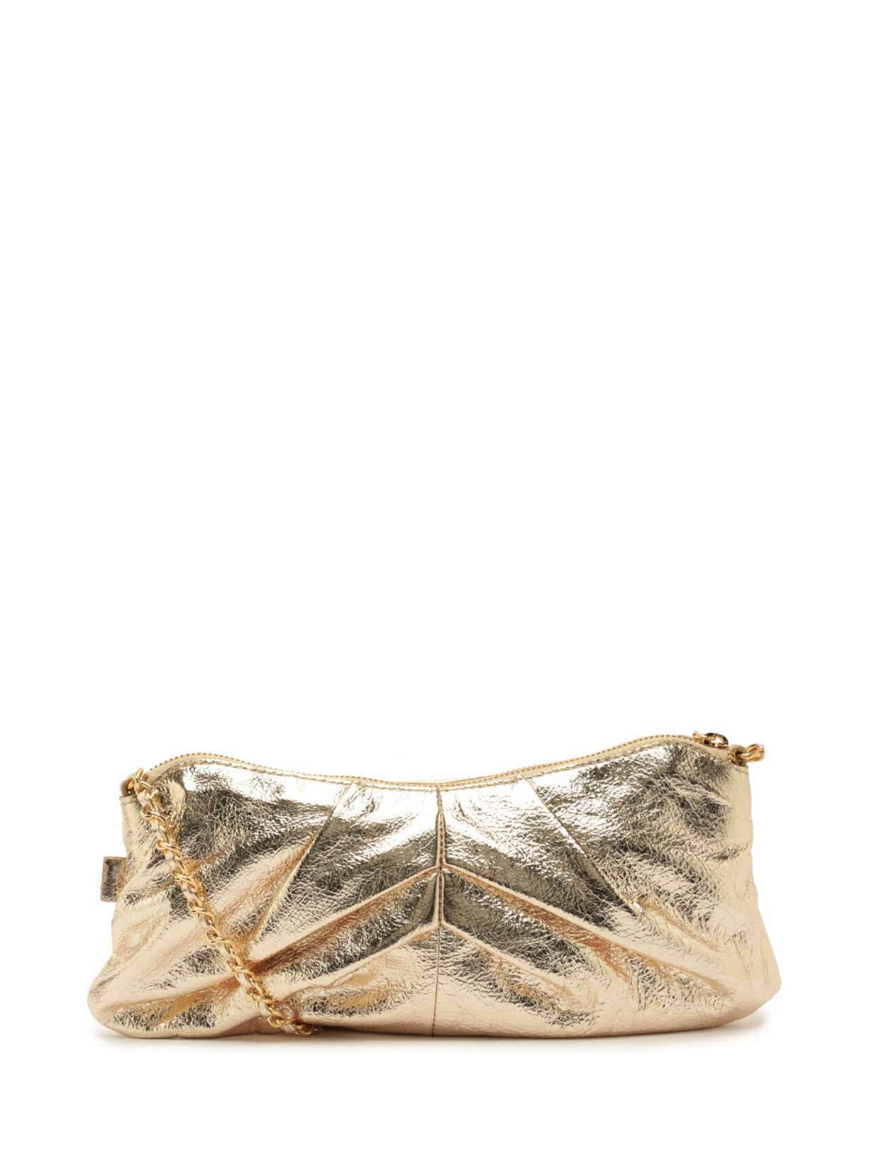 Bolsa Feminina Shoulder Couro Média Franzida - Dourado