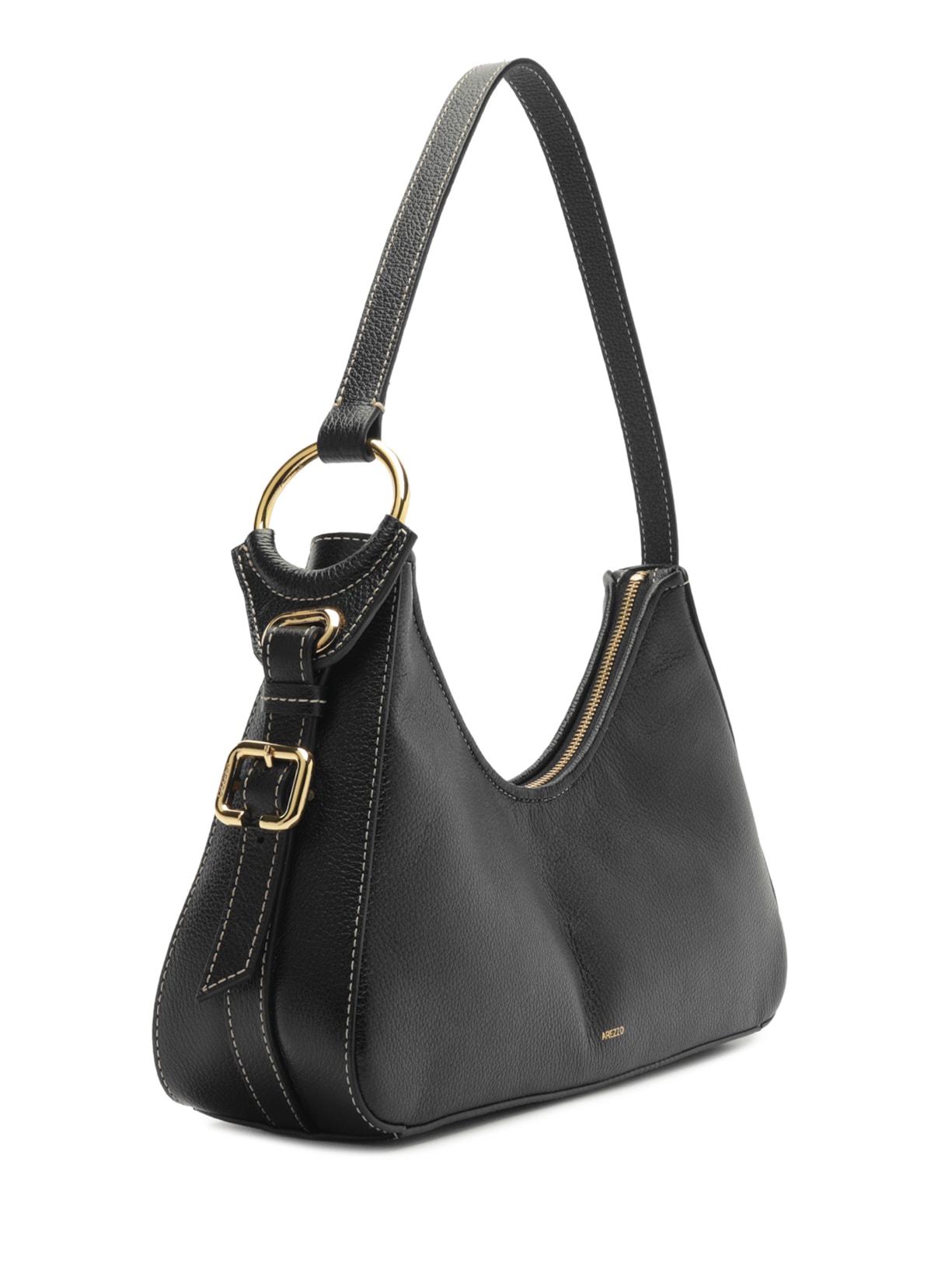 Bolsa Feminina Shoulder Couro Média Metais Preto Arezzo + Lenny Niemeyer
