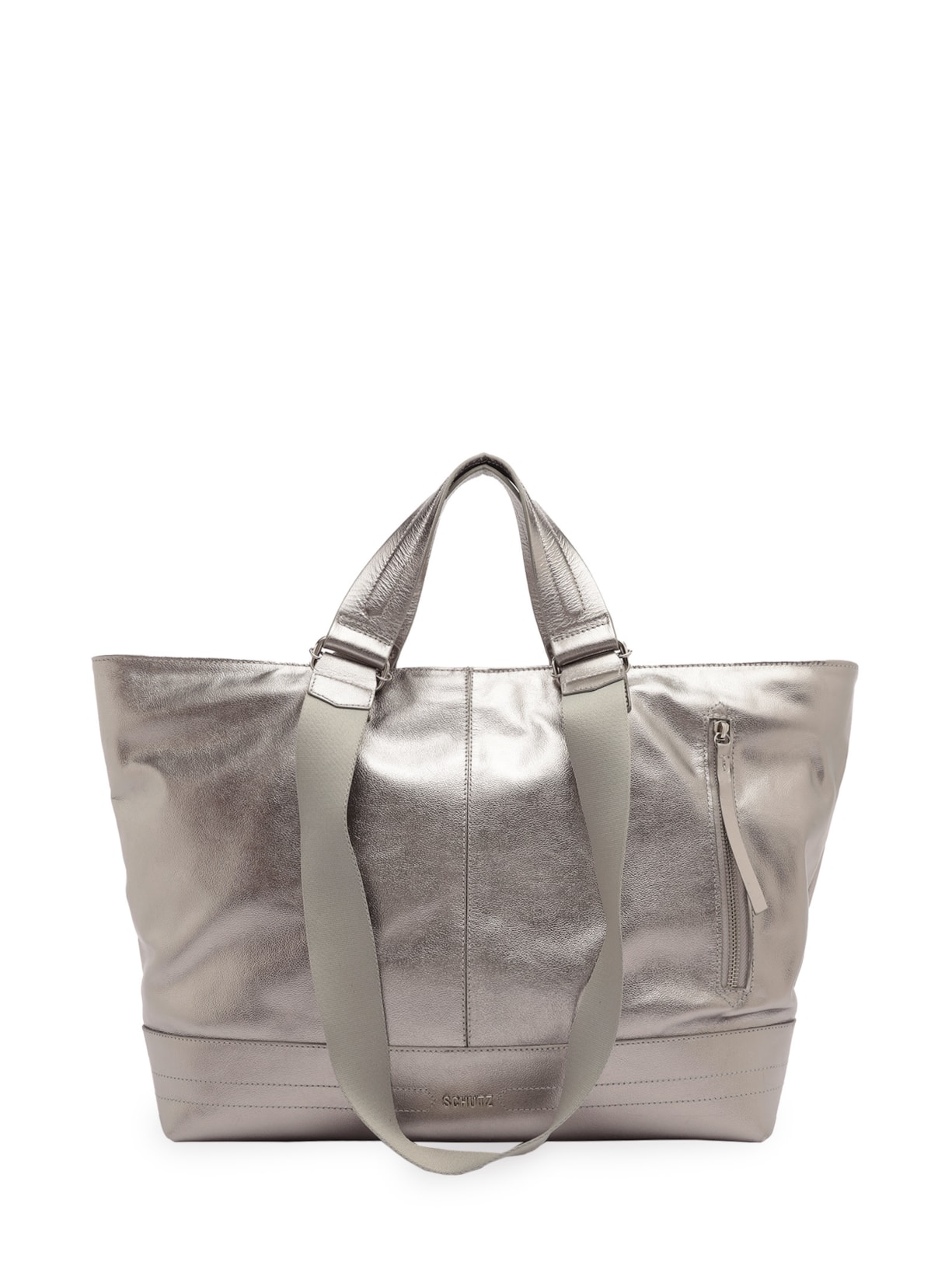 Bolsa Feminina Shoulder Couro Metalizado - Prata