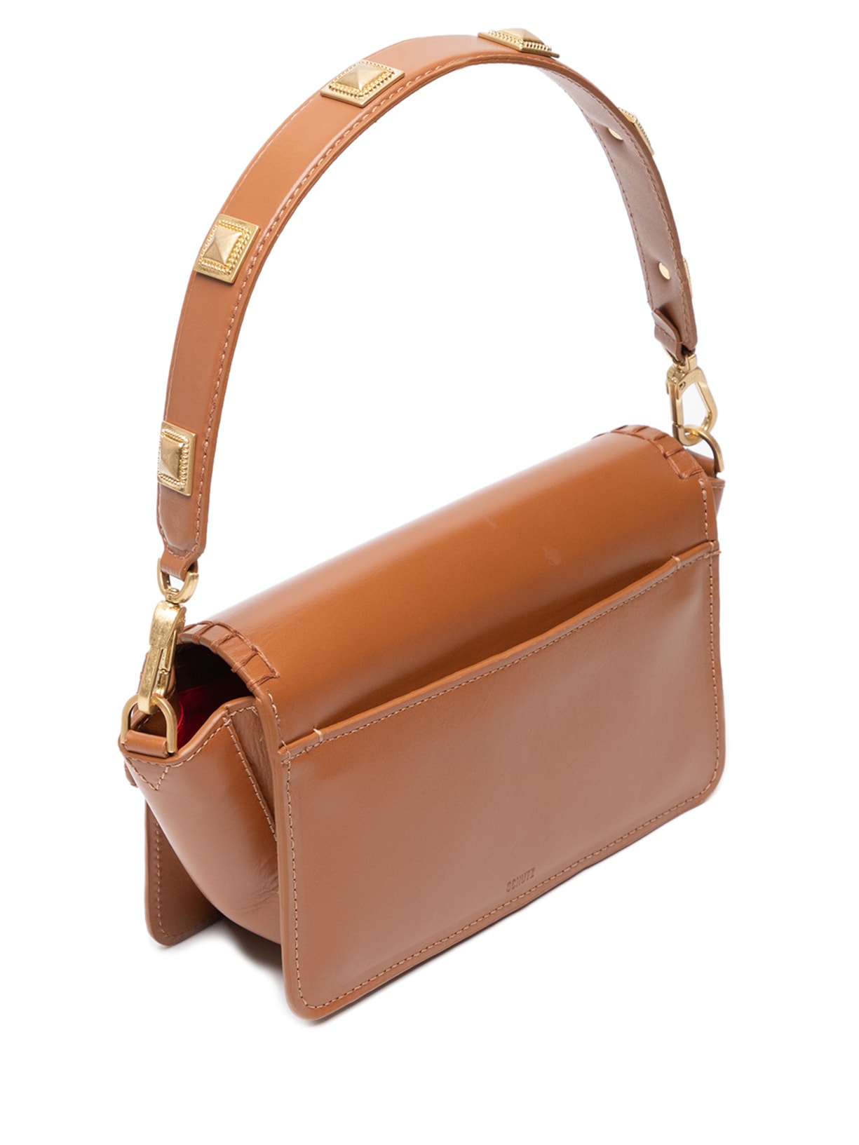 Bolsa Feminina Shoulder Couro Triângulos Marrom Schutz