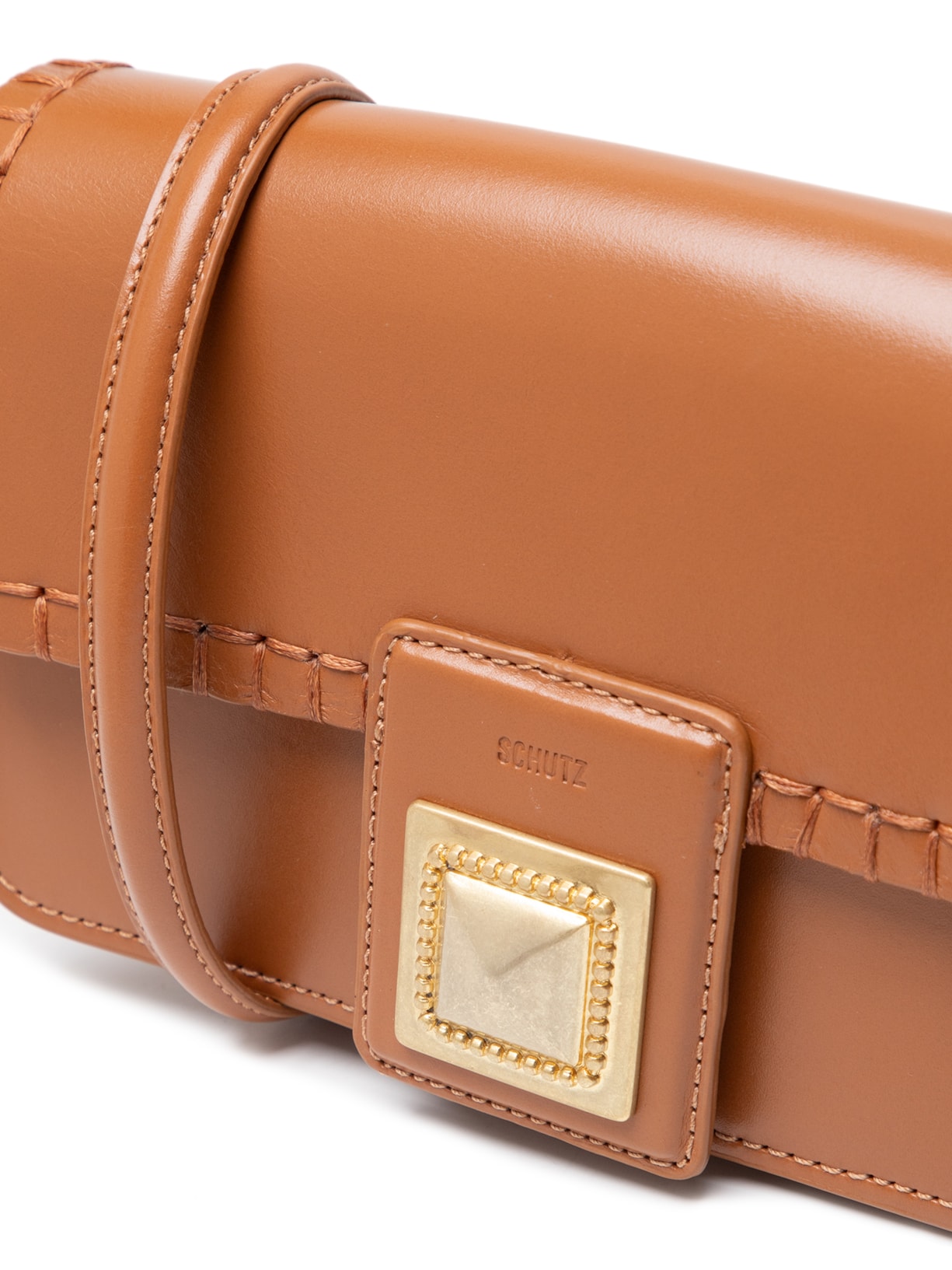 Bolsa Feminina Shoulder Couro Triângulos Marrom Schutz