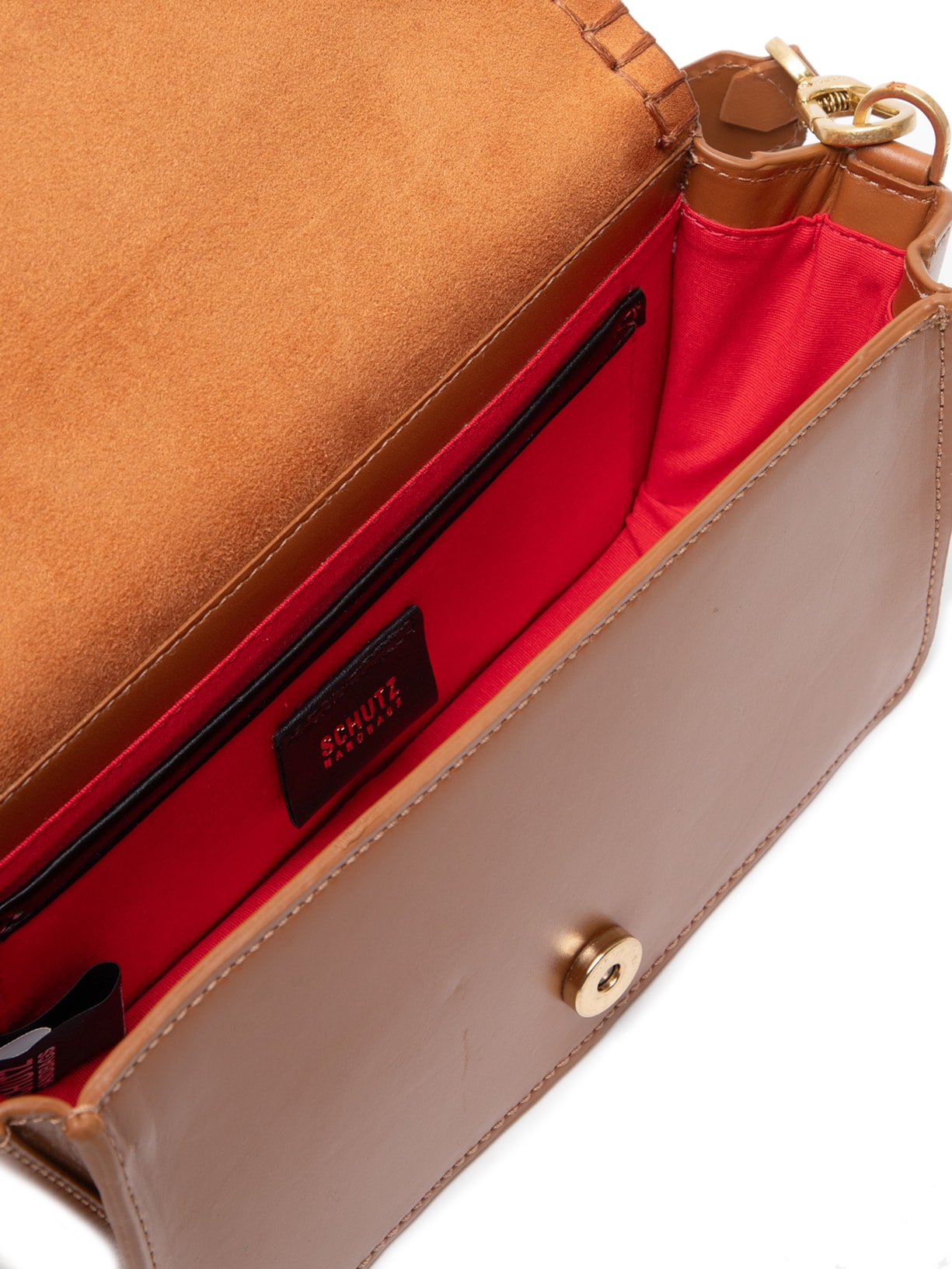 Bolsa Feminina Shoulder Couro Triângulos Marrom Schutz